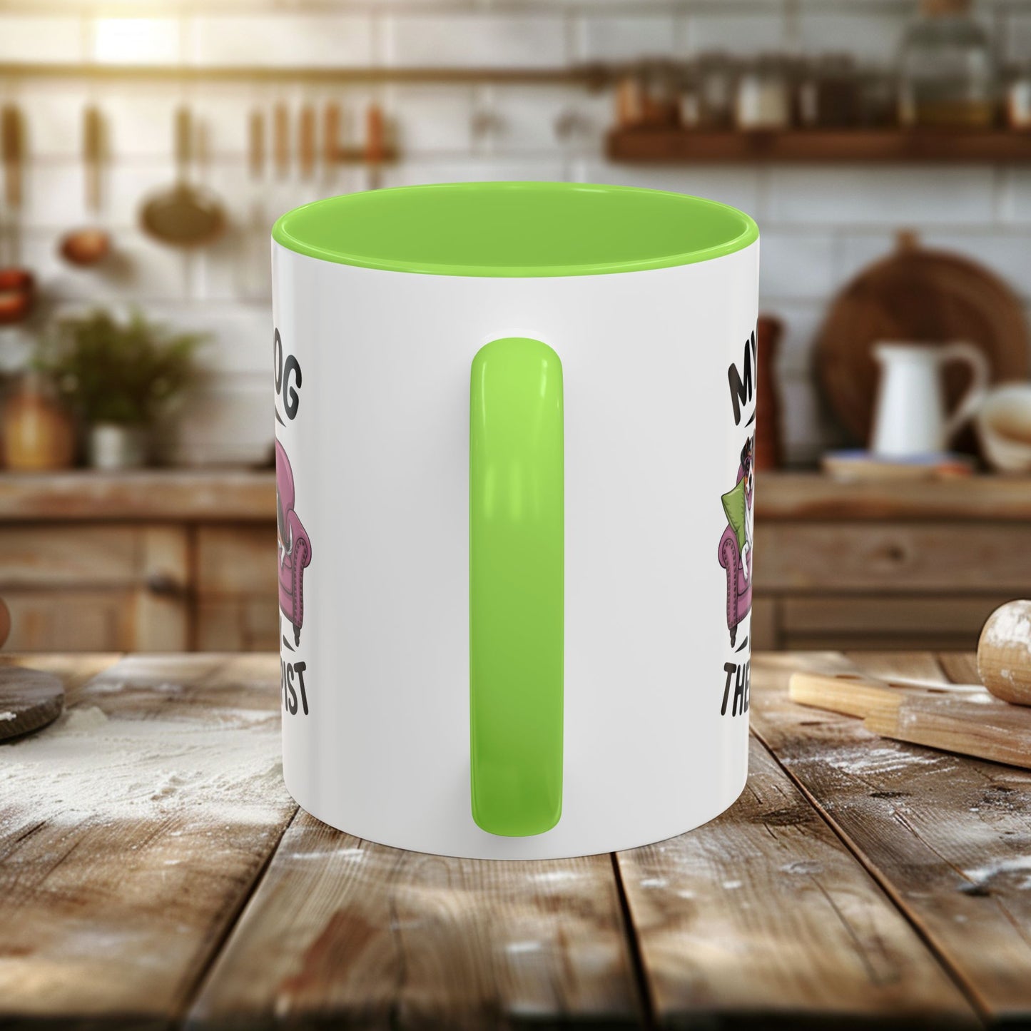 colorful mugs (11oz, 15oz) - my dog is my therapist | funny dog lover gift | cute pet quote design