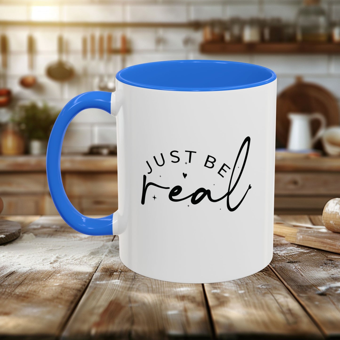 colorful mugs (11oz, 15oz) - just be real - authentic living quote