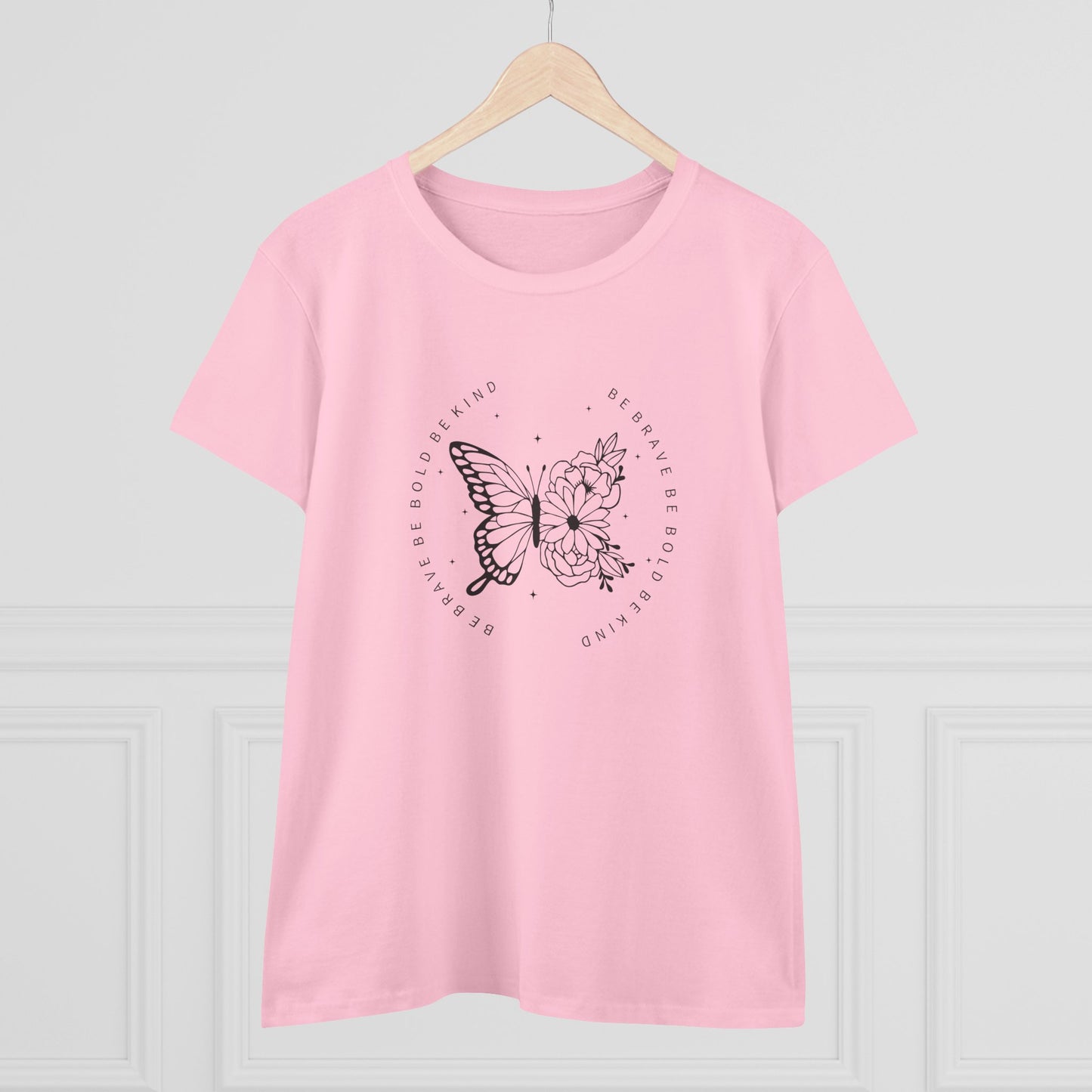 women's midweight cotton tee - be brave, be bold, be kind - courageous kindness quote