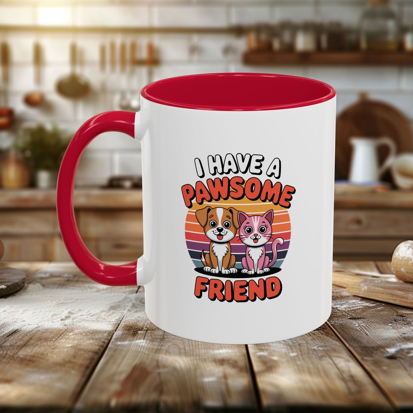 colorful mugs (11oz, 15oz) - i have a pawesome friend | funny dog lover gift | cute pet quote design