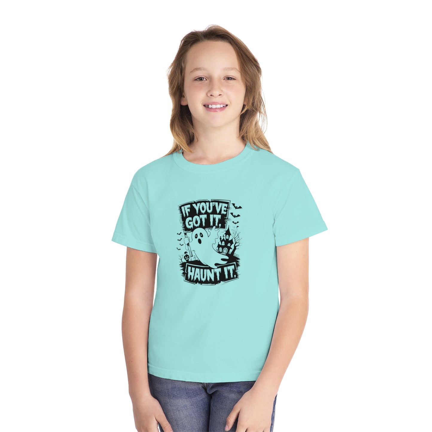 youth t-shirt, youth halloween t-shirt, if you've got it haunt it!