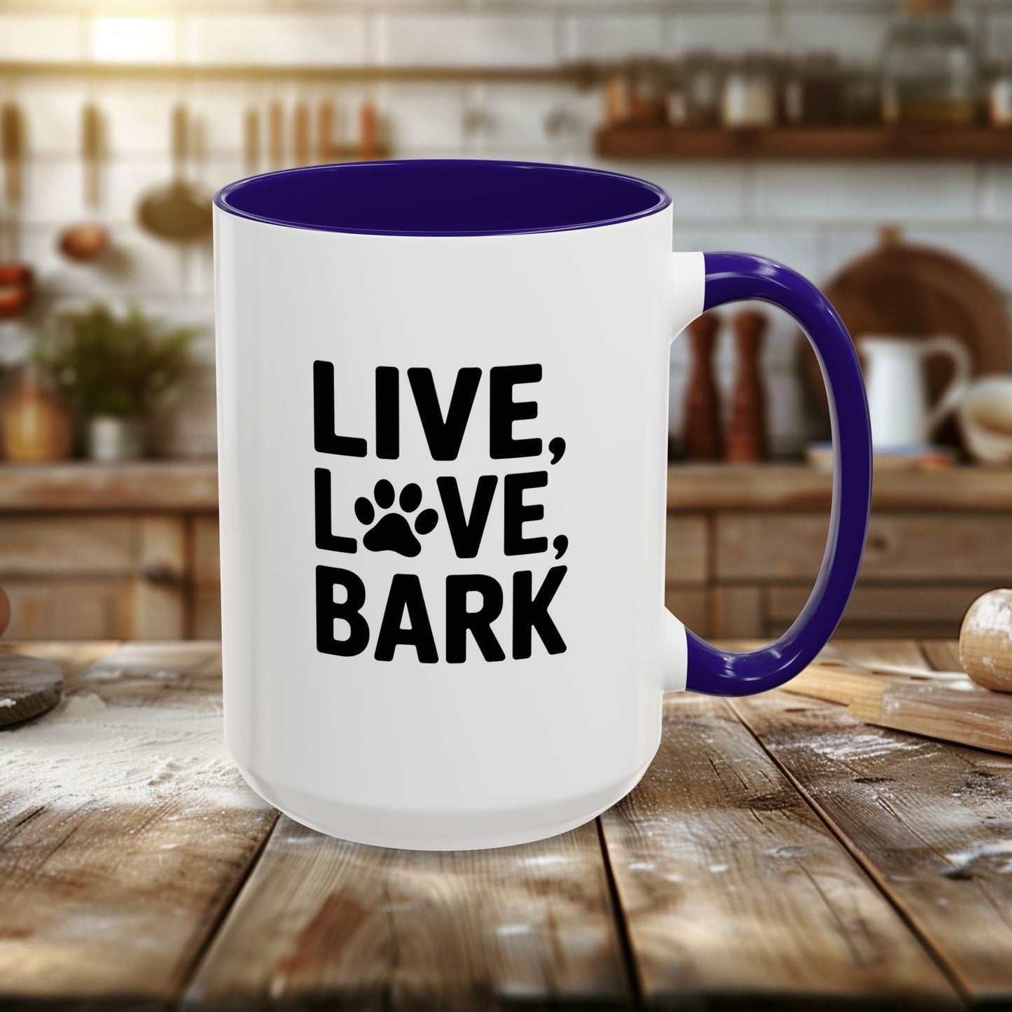 colorful mugs (11oz, 15oz) - live love bark | funny dog lover gift | cute pet quote design