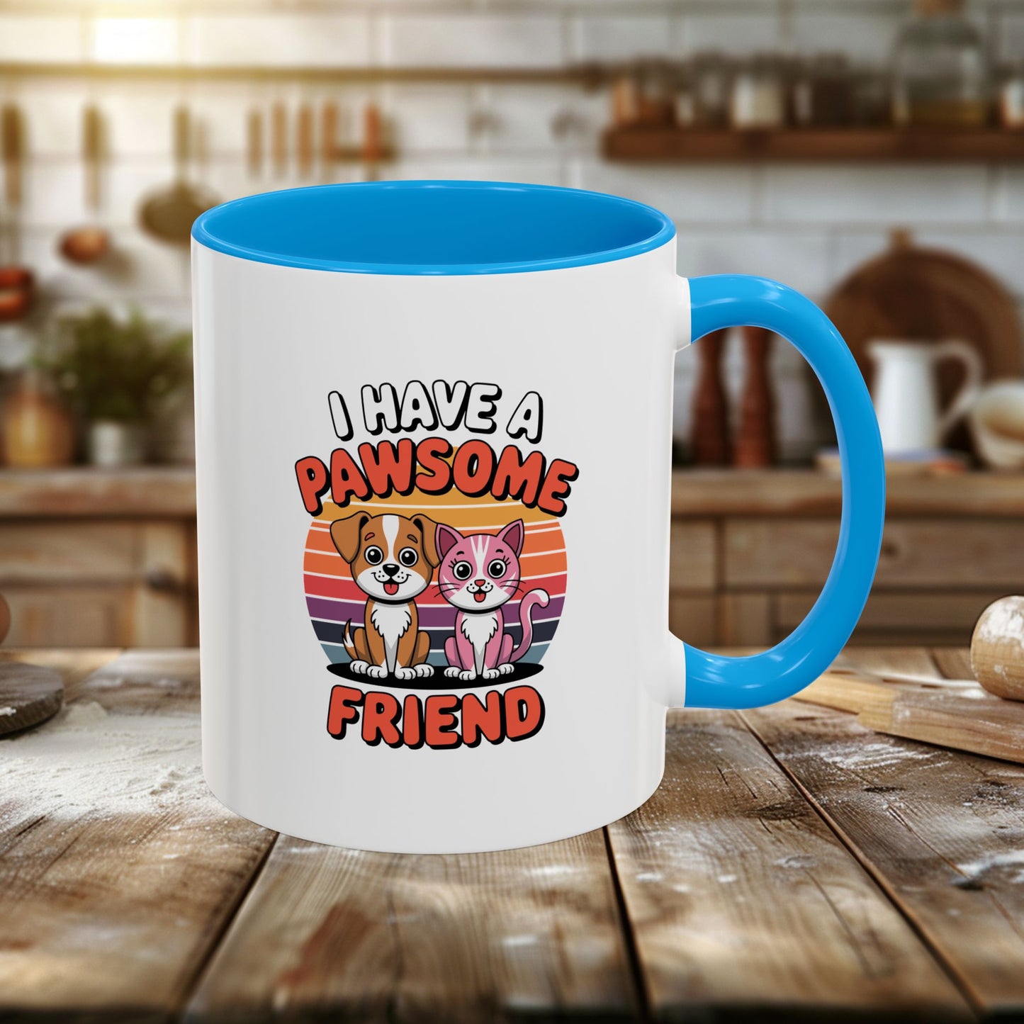 colorful mugs (11oz, 15oz) - i have a pawesome friend | funny dog lover gift | cute pet quote design