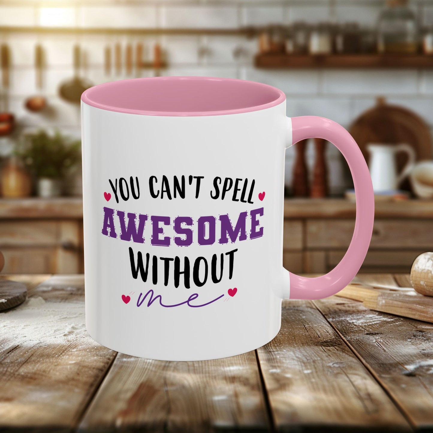 colorful mugs (11oz, 15oz) - you can’t spell awesome without me - funny confidence quote