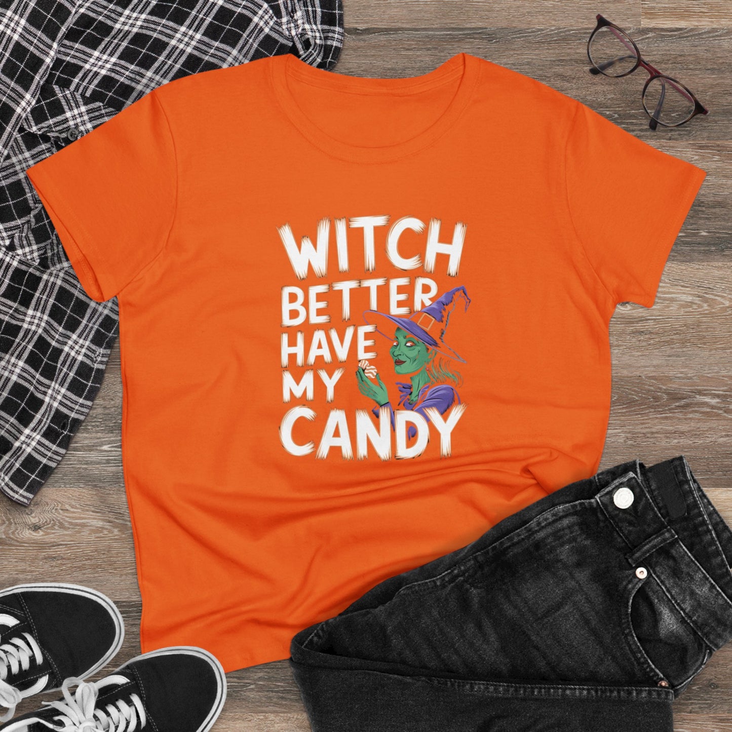 women's t-shirt, women's tee, women's halloween, funny gift, witch!