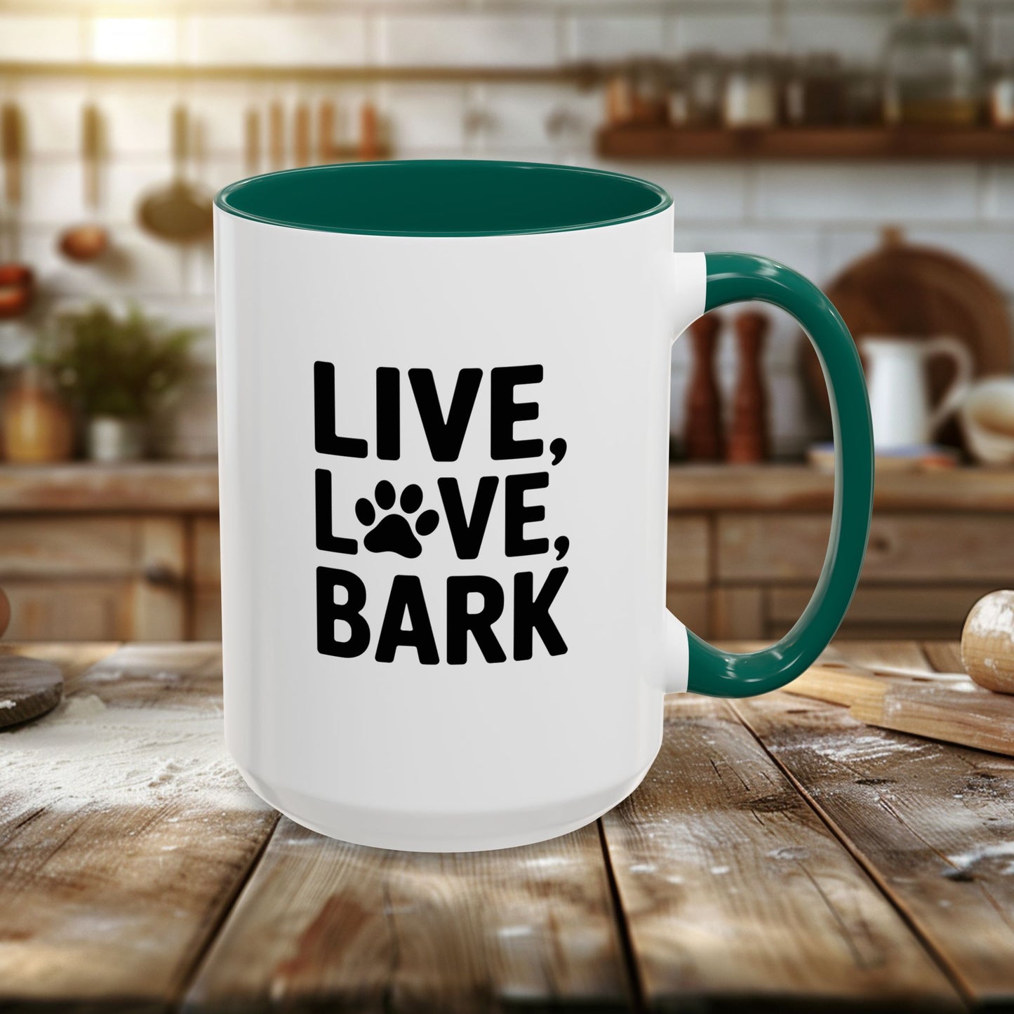 colorful mugs (11oz, 15oz) - live love bark | funny dog lover gift | cute pet quote design