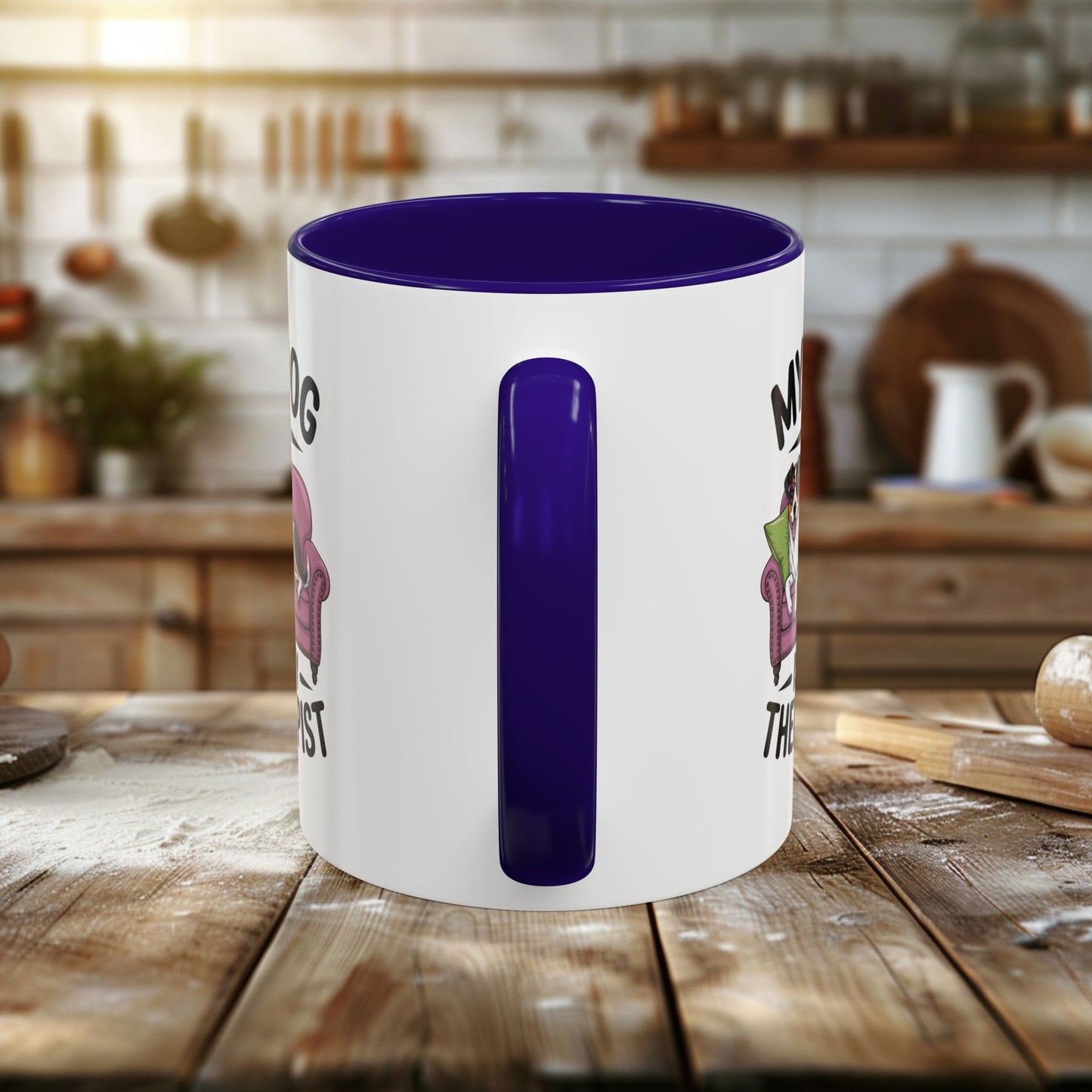 colorful mugs (11oz, 15oz) - my dog is my therapist | funny dog lover gift | cute pet quote design
