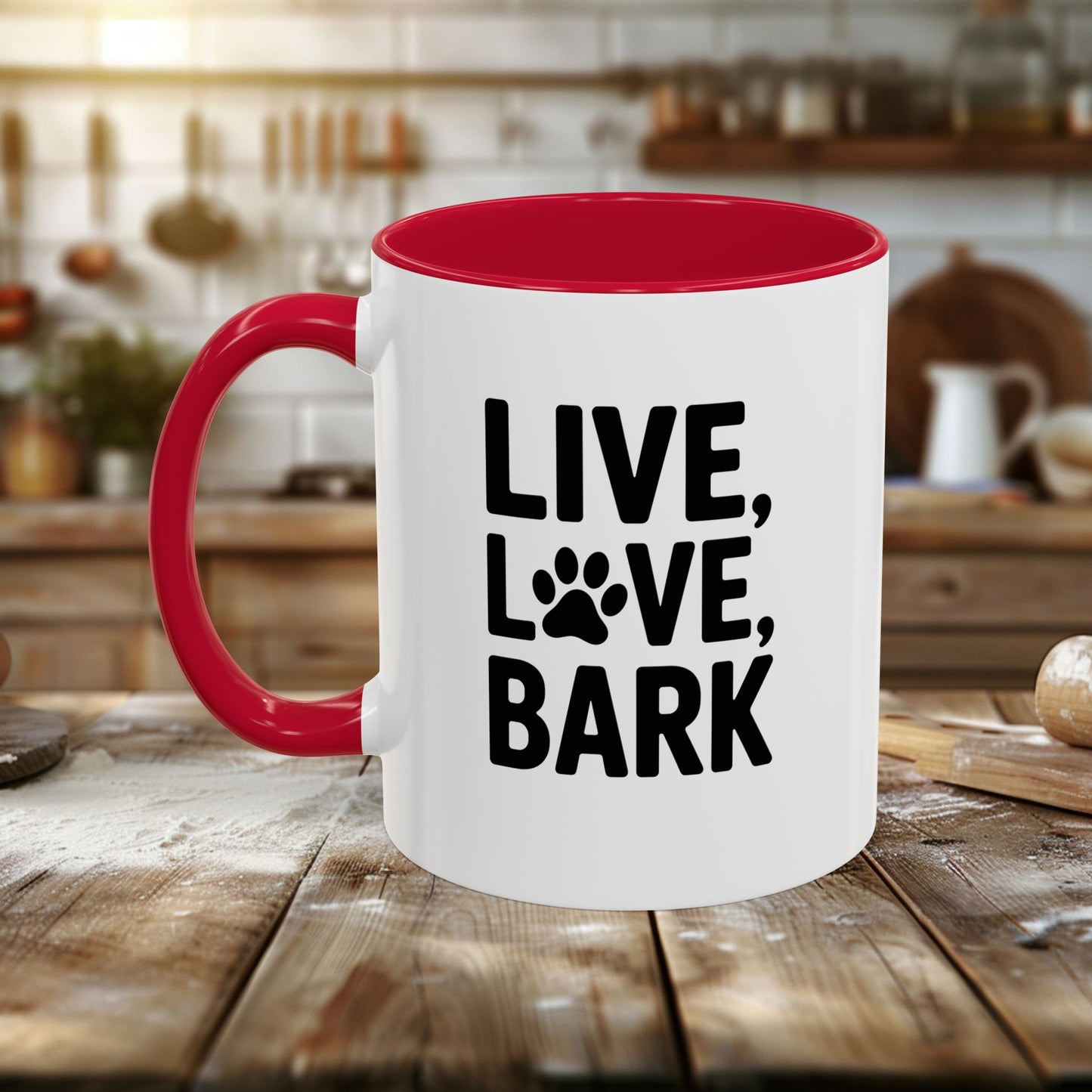 colorful mugs (11oz, 15oz) - live love bark | funny dog lover gift | cute pet quote design