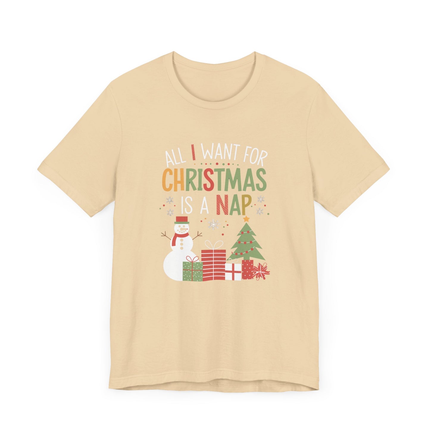 men & women christmas t-shirt. all i want for christmas is a nap! unisex christmas t-shirt