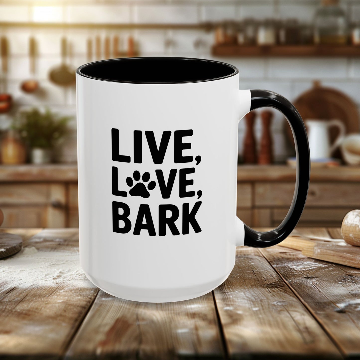 colorful mugs (11oz, 15oz) - live love bark | funny dog lover gift | cute pet quote design