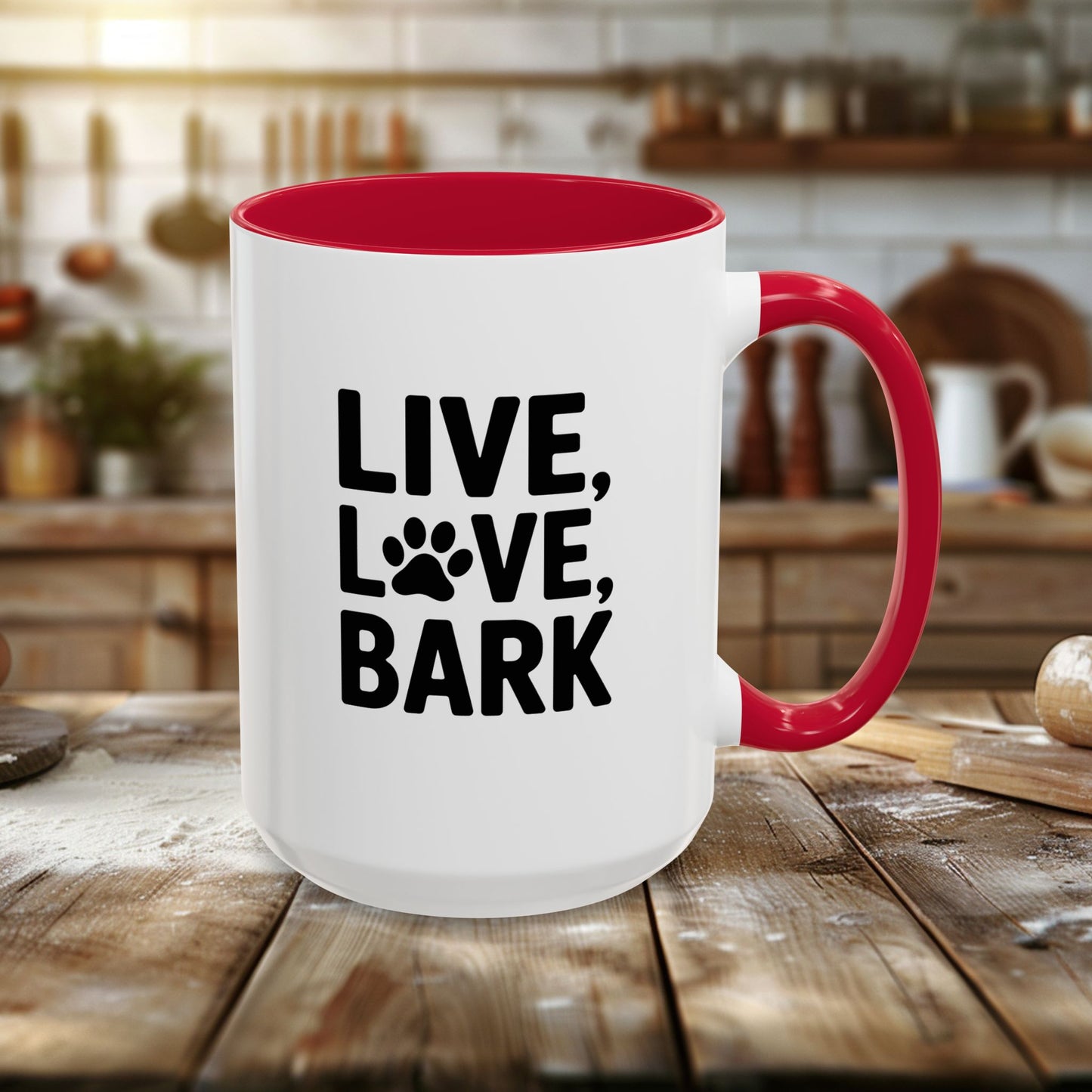 colorful mugs (11oz, 15oz) - live love bark | funny dog lover gift | cute pet quote design