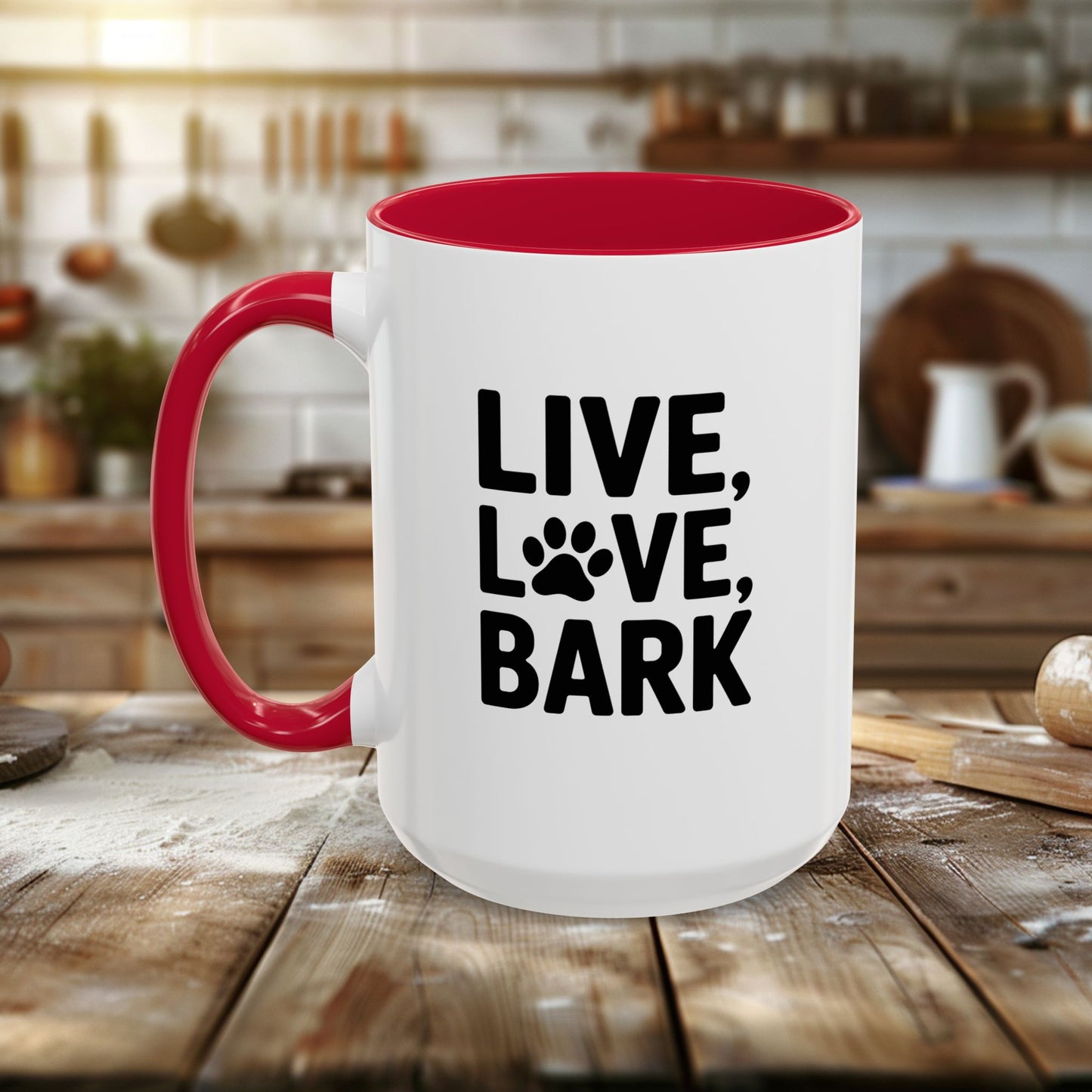 colorful mugs (11oz, 15oz) - live love bark | funny dog lover gift | cute pet quote design