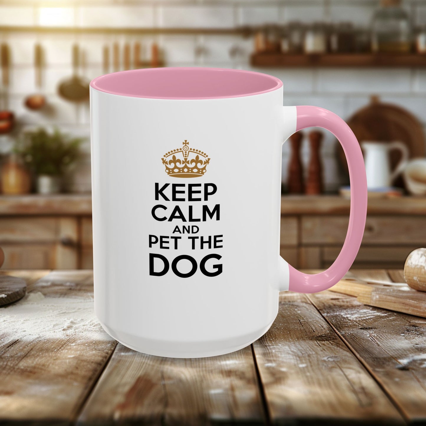 colorful mugs (11oz, 15oz) - keep calm and pet the dog | funny dog lover gift | cute pet quote design