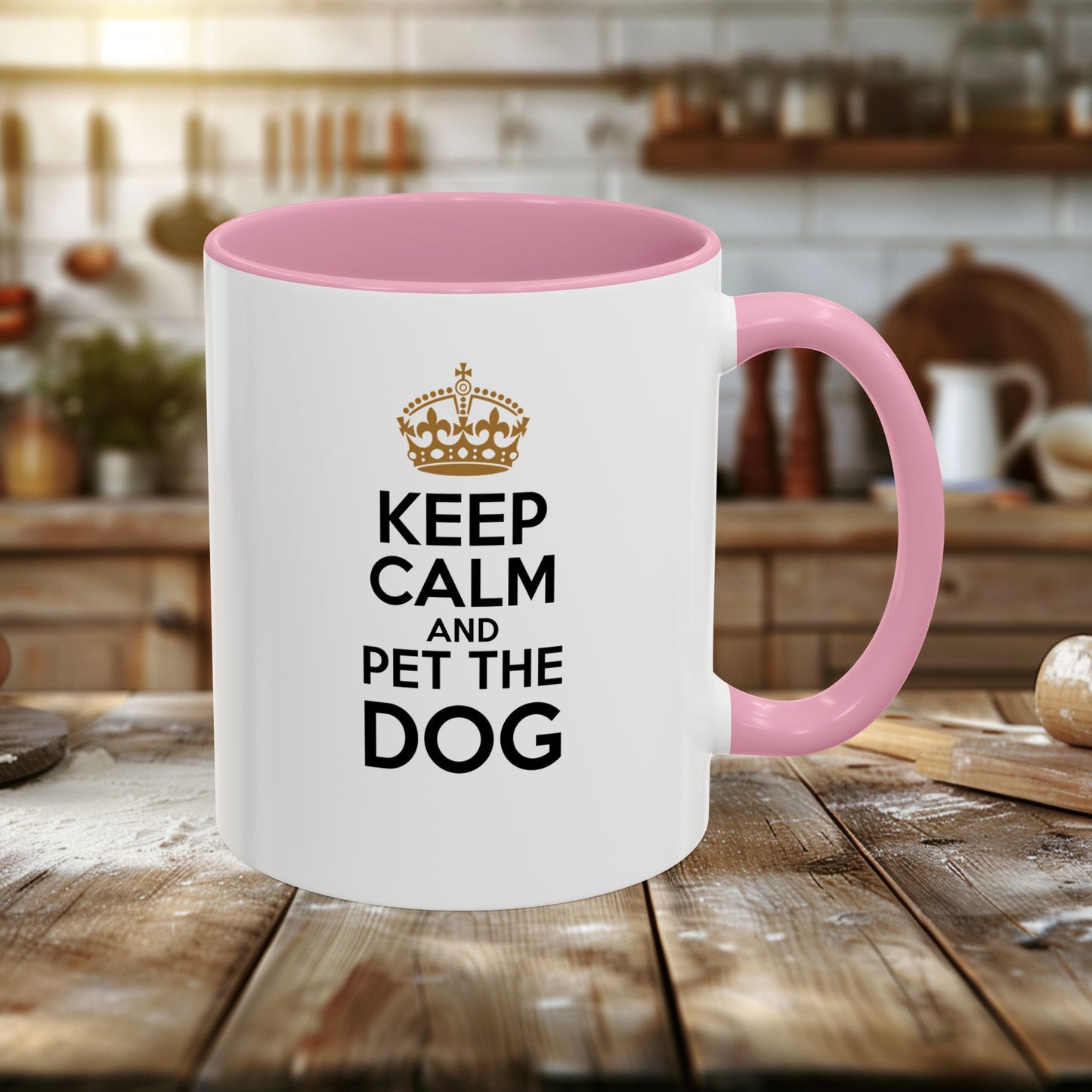 colorful mugs (11oz, 15oz) - keep calm and pet the dog | funny dog lover gift | cute pet quote design