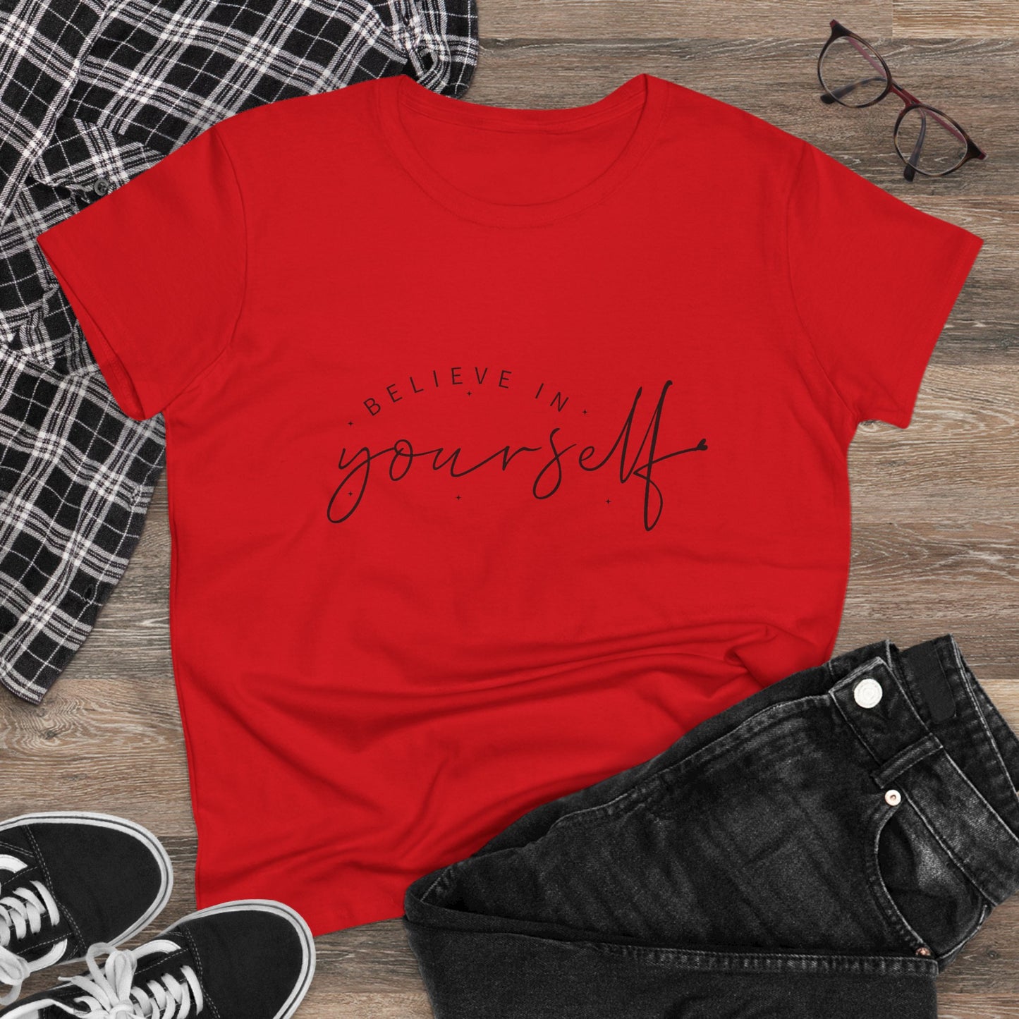 women's cotton tee: believe in yourself design