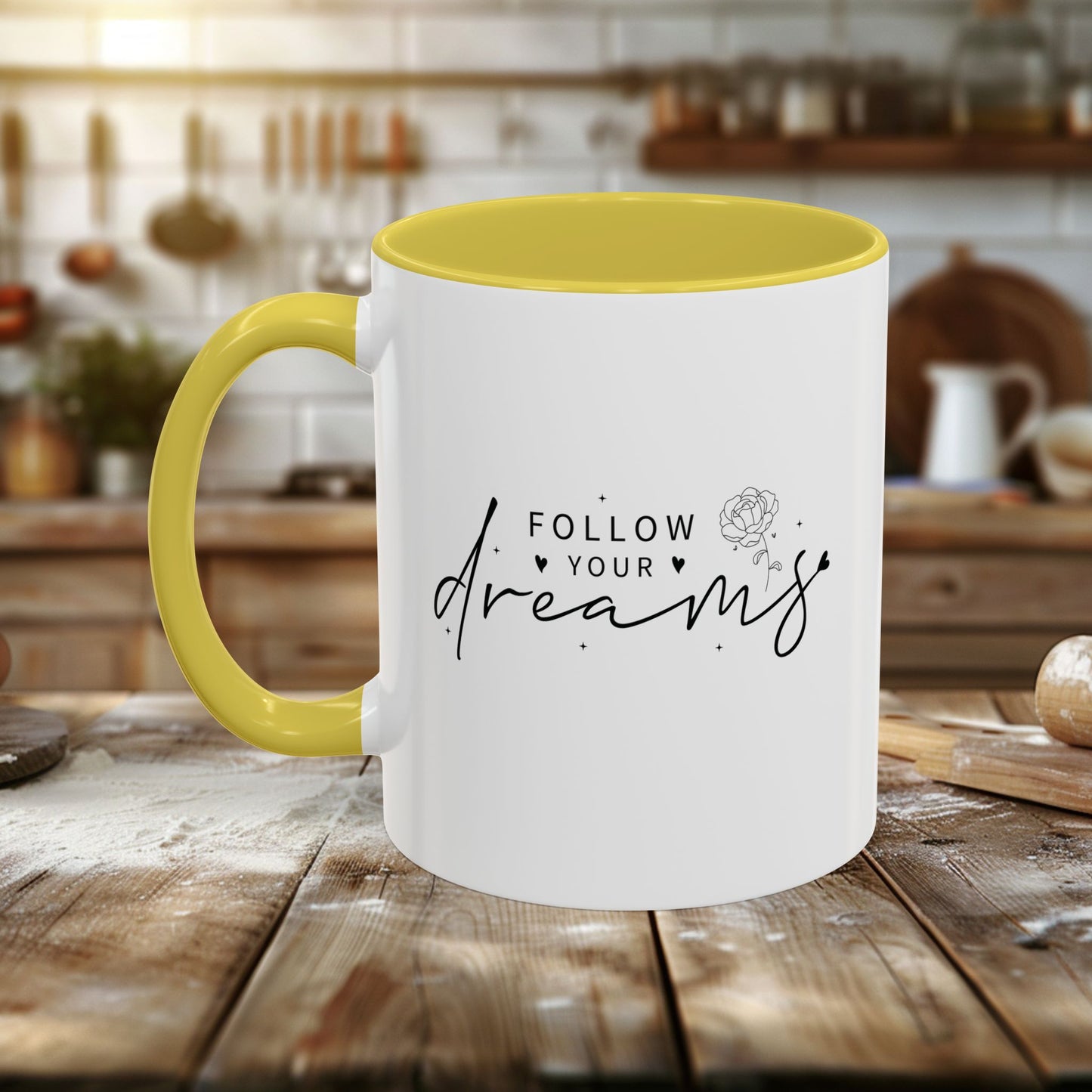 colorful mugs (11oz, 15oz) - follow your dreams - dream big quote