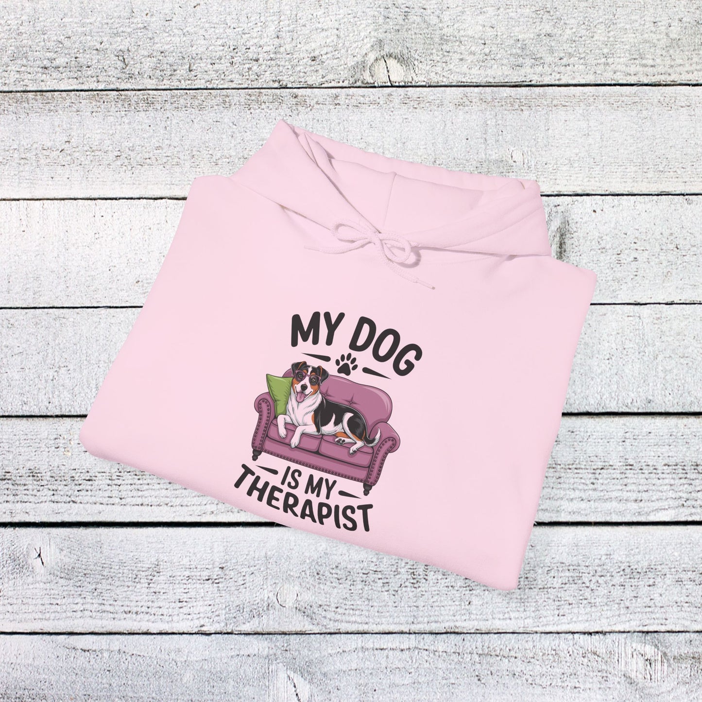 unisex heavy blend™ hooded sweatshirt - my dog is my therapist | funny dog lover gift | cute pet quote design
