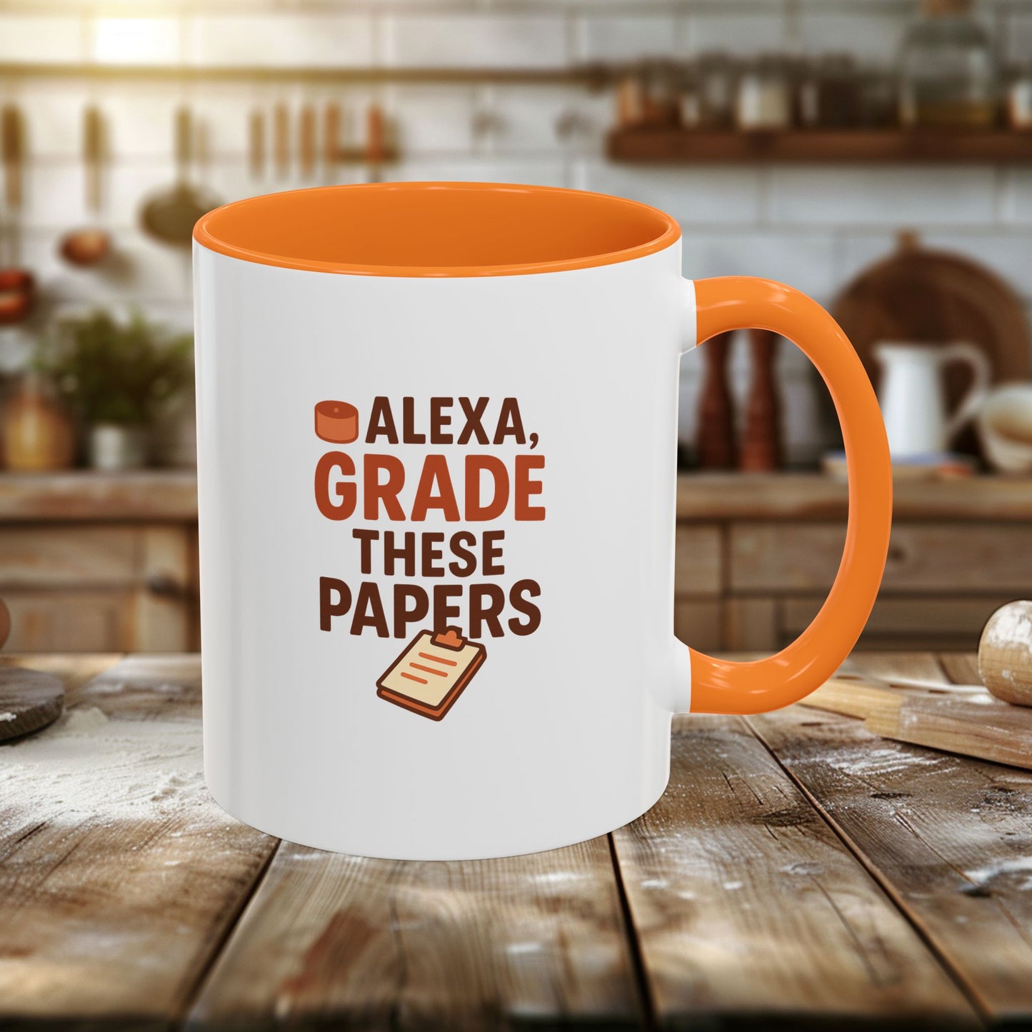 funny coffee mug - 'alexa, grade these papers' - colorful ceramic cup for teachers and students. teachers with attitude.