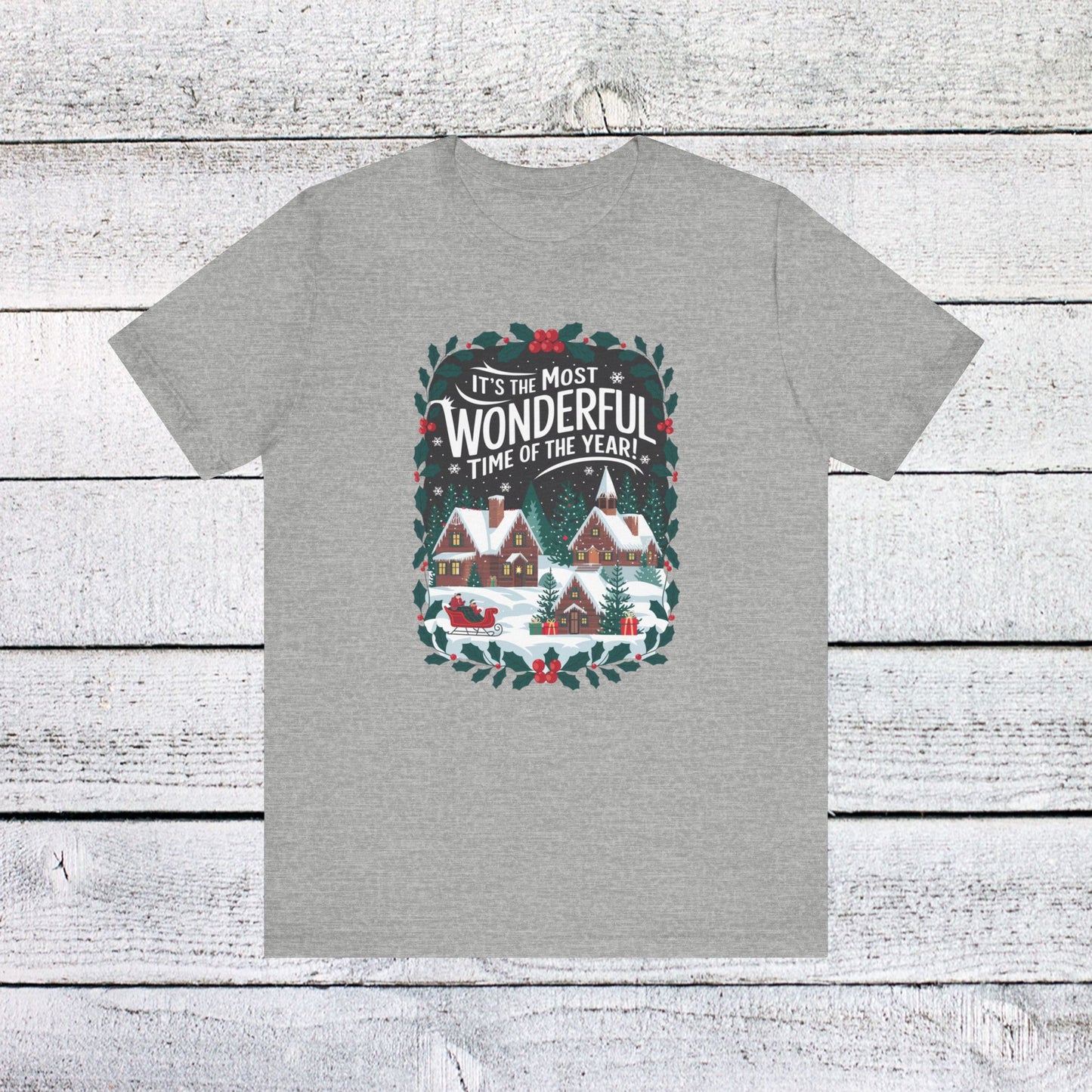 men & women christmas t-shirt. most wonderful time of year. unisex christmas t-shirt.