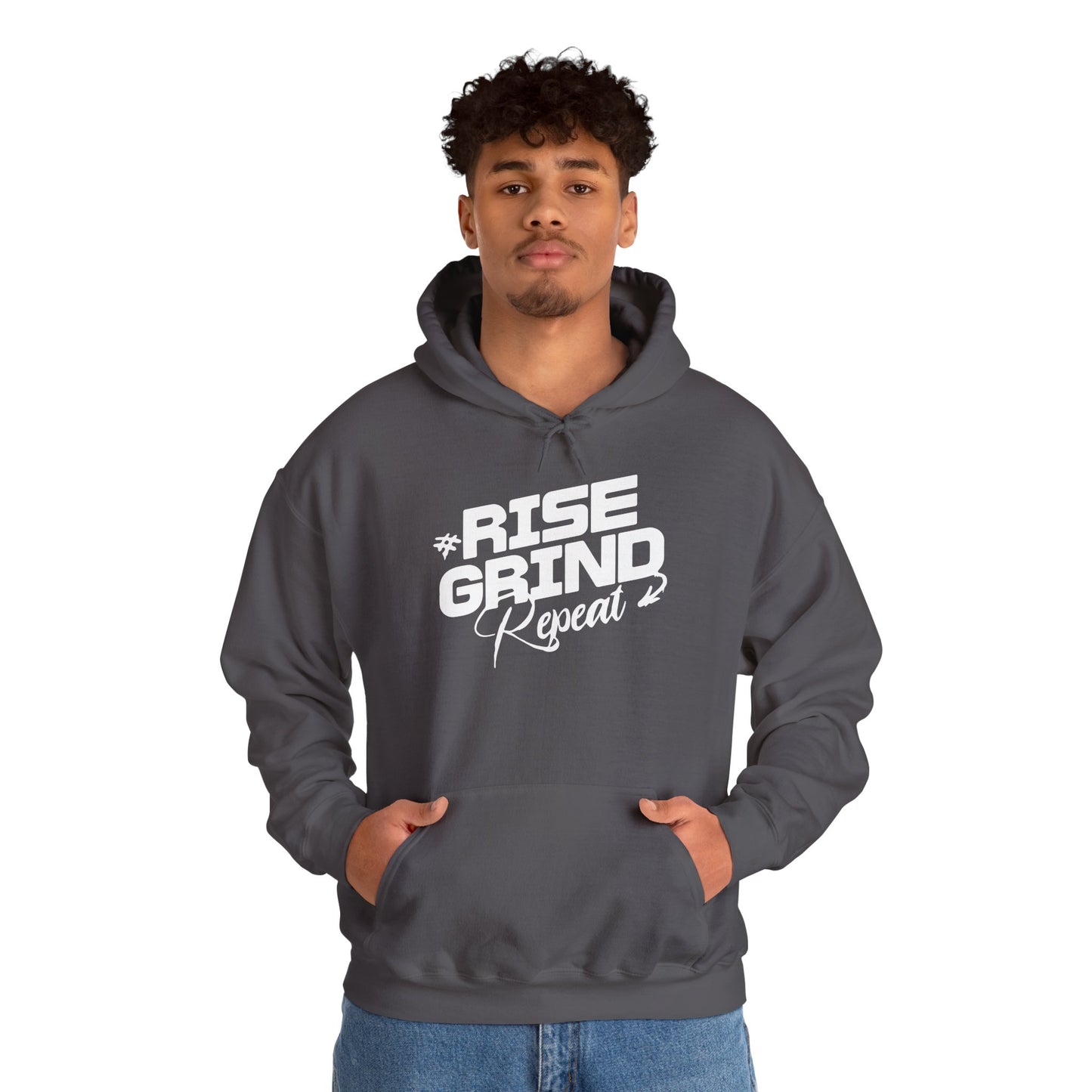 unisex heavy blend™ hooded sweatshirt - rise, grind, repeat - hustle daily motivation
