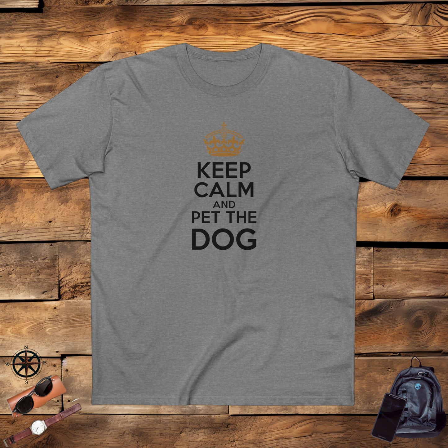 adult staple tee - keep calm and pet the dog | funny dog lover gift | cute pet quote design