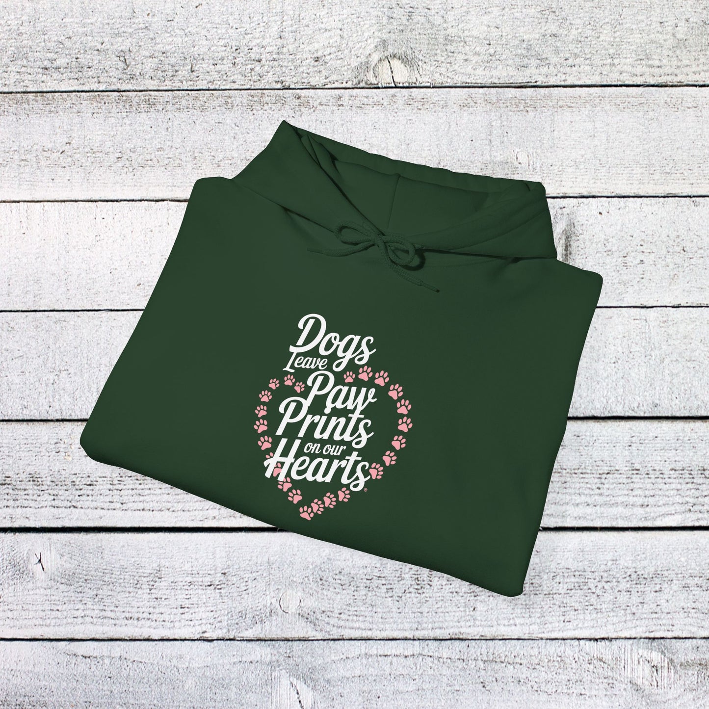 unisex heavy blend™ hooded sweatshirt - dogs leave paw prints on our hearts | funny dog lover gift | cute pet quote design
