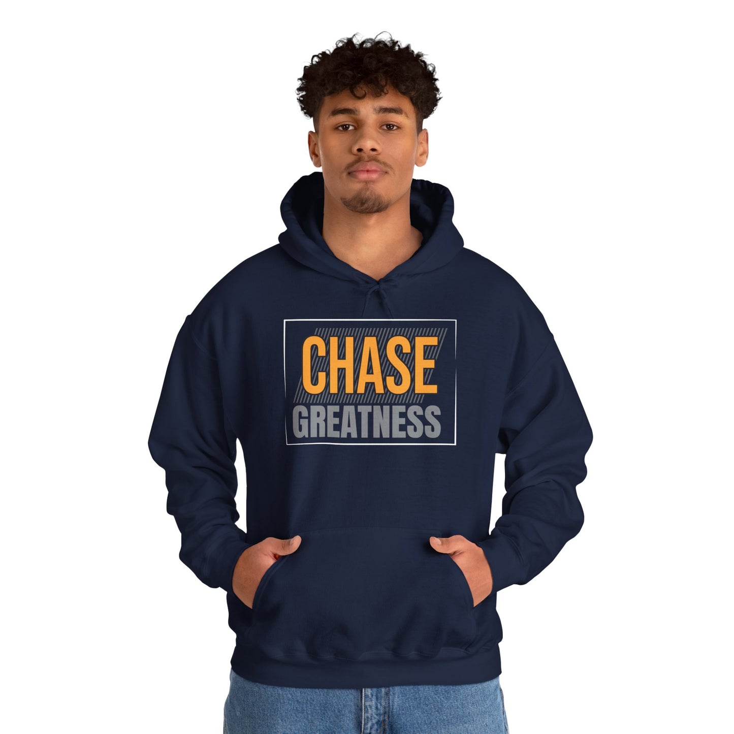 unisex heavy blend™ hooded sweatshirt - chase greatness - bold motivation quote