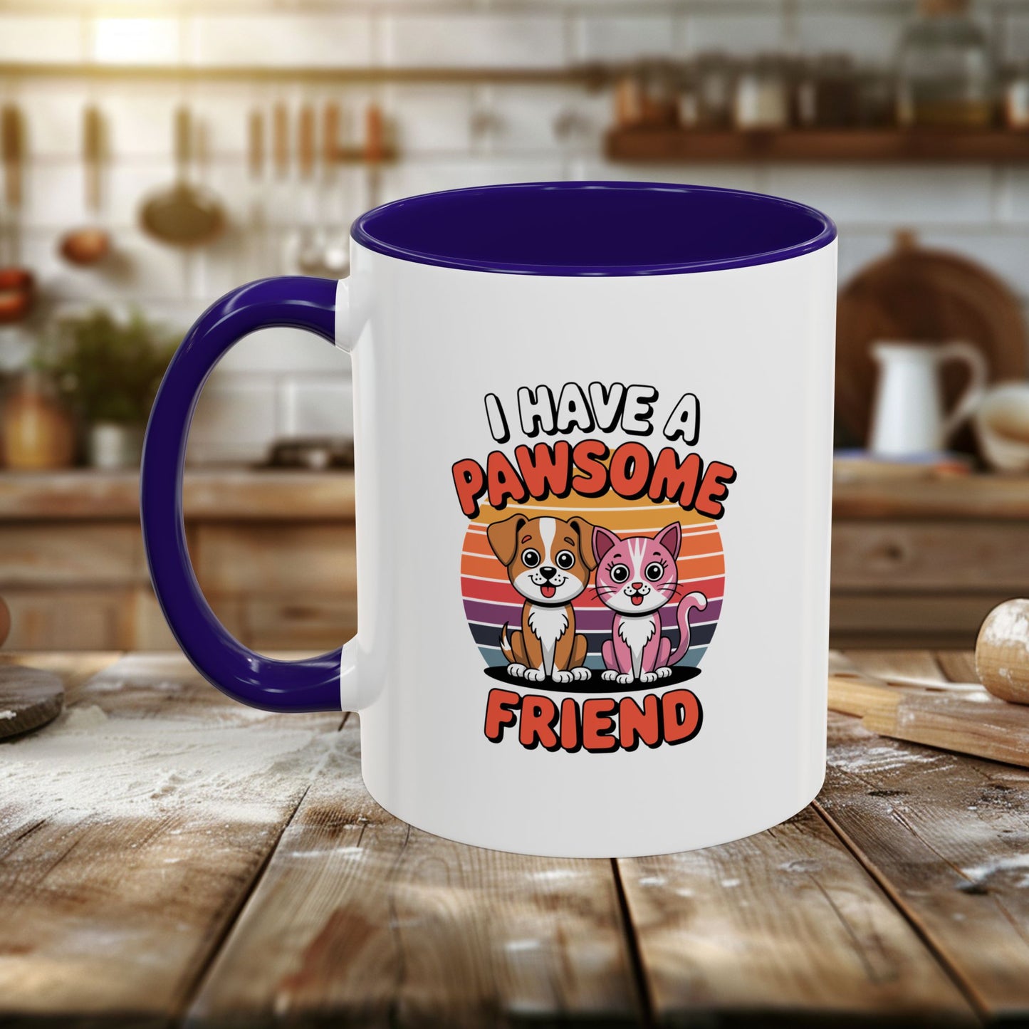 colorful mugs (11oz, 15oz) - i have a pawesome friend | funny dog lover gift | cute pet quote design