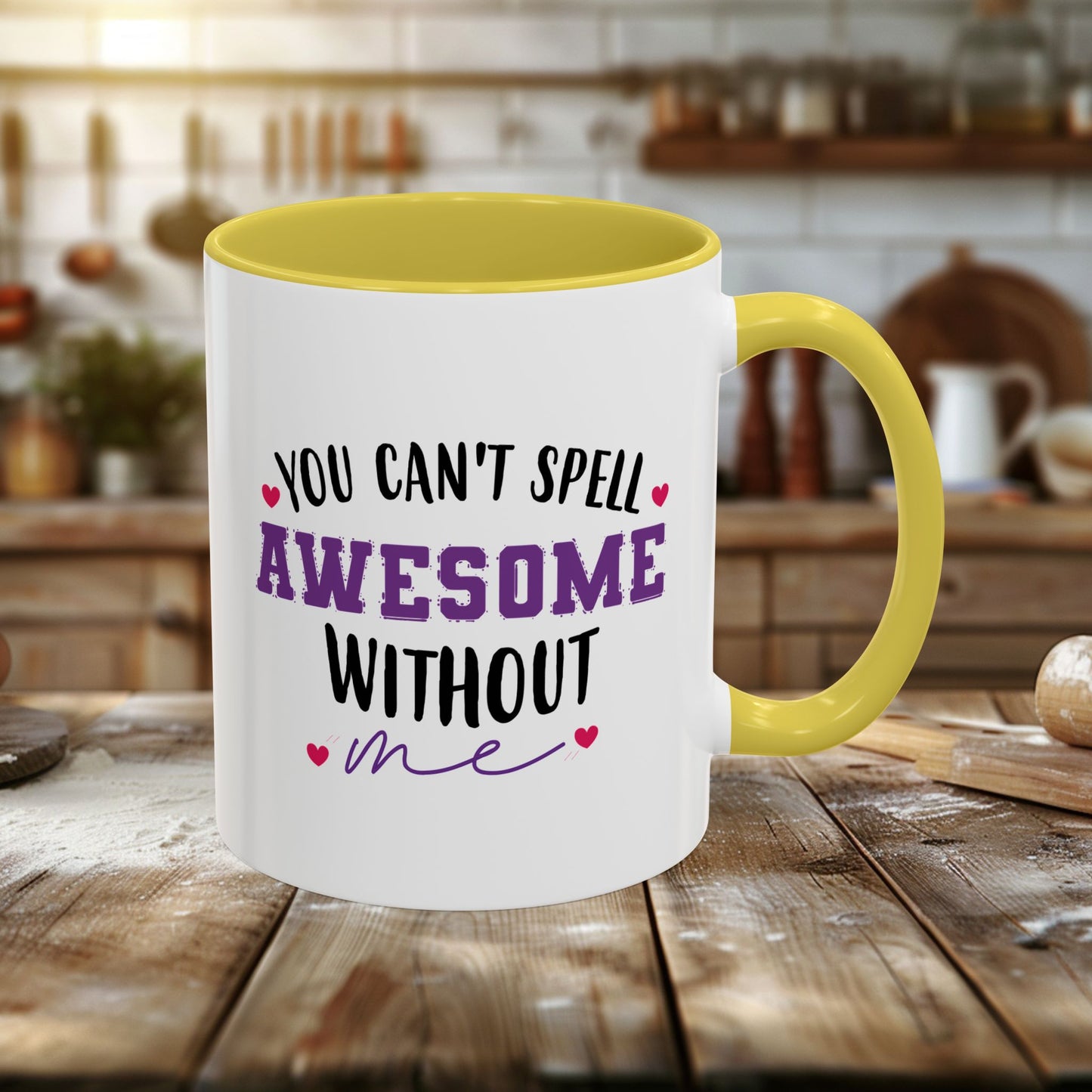 colorful mugs (11oz, 15oz) - you can’t spell awesome without me - funny confidence quote