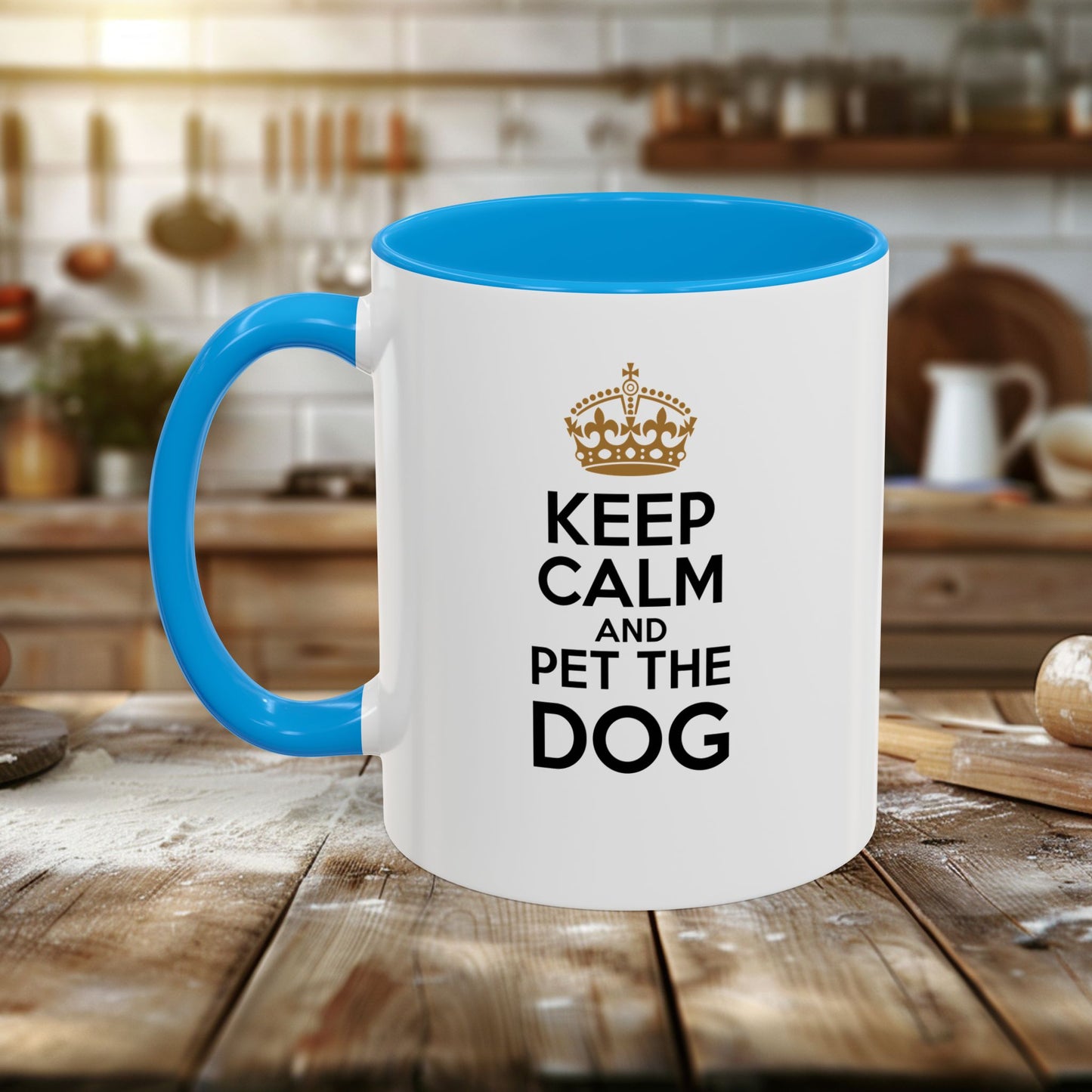 colorful mugs (11oz, 15oz) - keep calm and pet the dog | funny dog lover gift | cute pet quote design