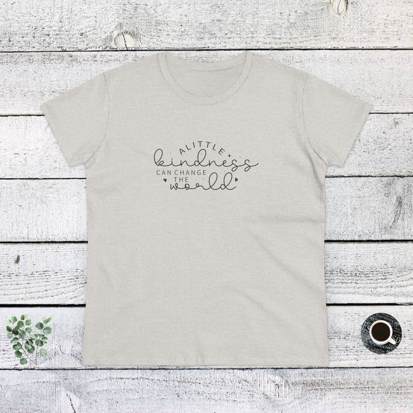 women's midweight cotton tee - a little kindness, a little less judgment - kindness quote