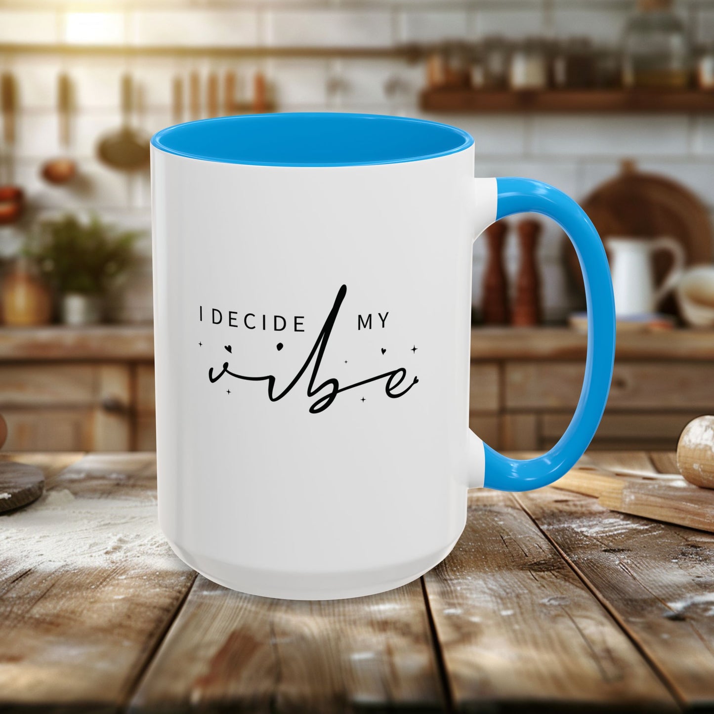 colorful mugs (11oz, 15oz) - i decide my vibe - confidence & control quote