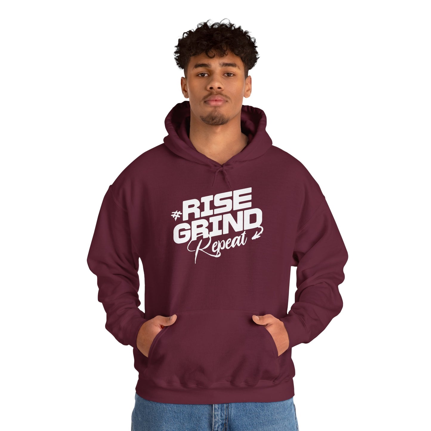 unisex heavy blend™ hooded sweatshirt - rise, grind, repeat - hustle daily motivation