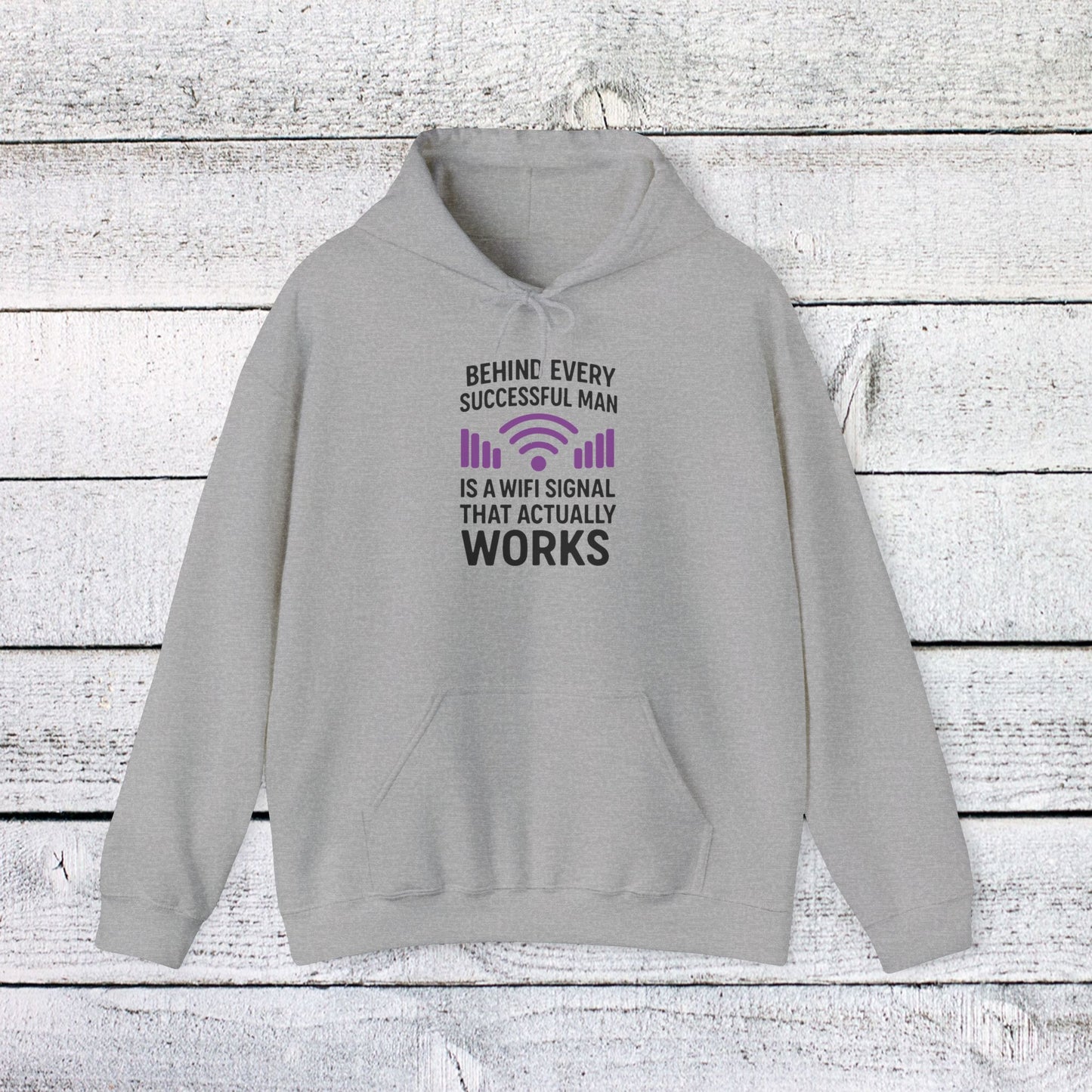 unisex heavy blend™ hooded sweatshirt - behind every successful man is a wifi signal that works