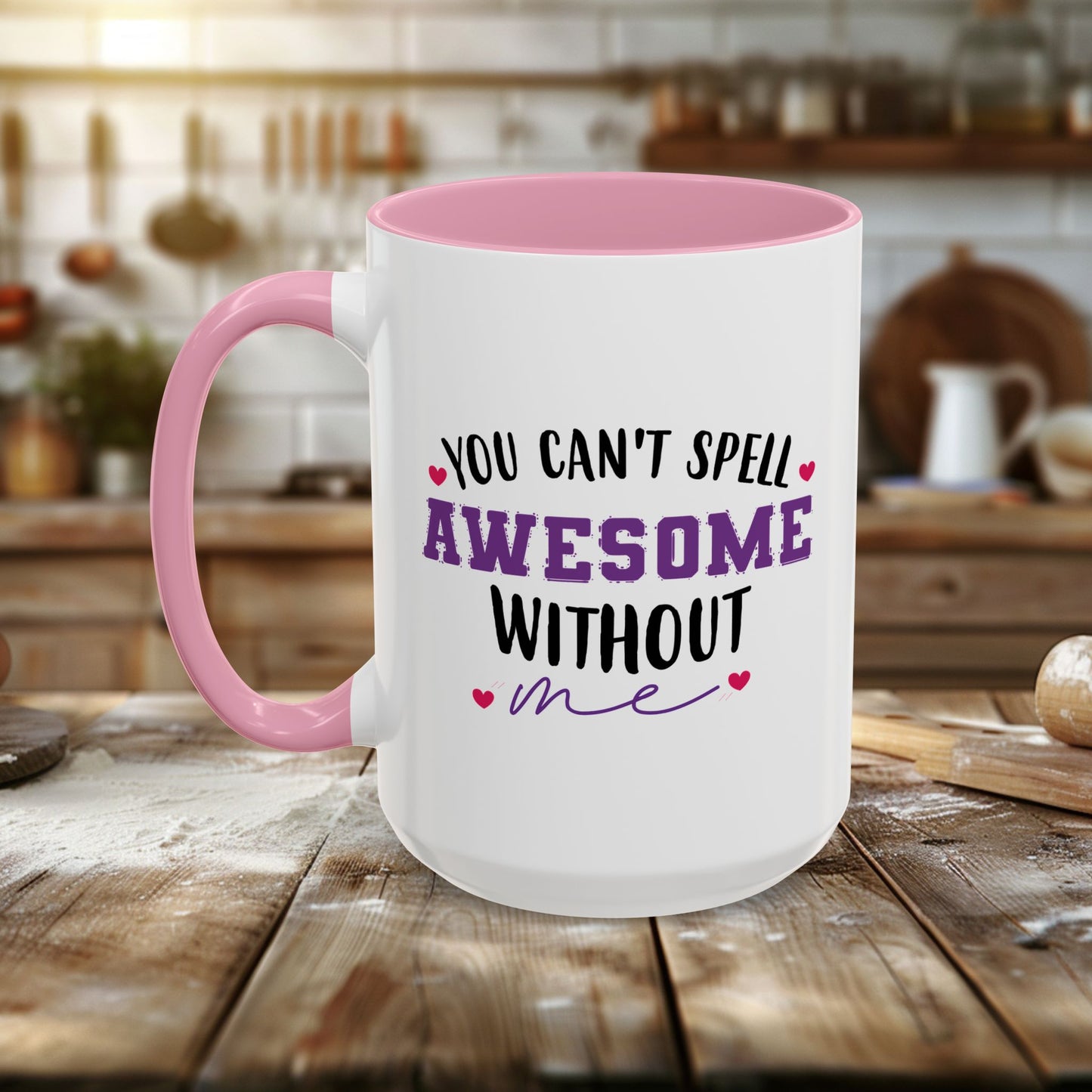 colorful mugs (11oz, 15oz) - you can’t spell awesome without me - funny confidence quote