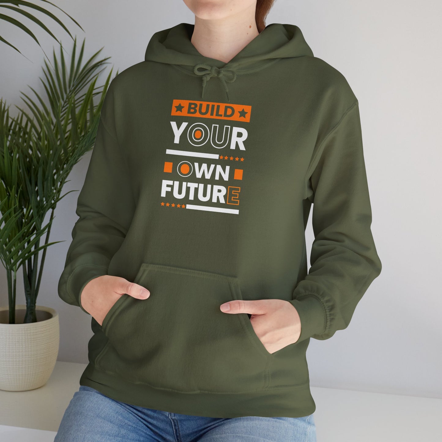 unisex heavy blend™ hooded sweatshirt - build your own future - empowerment message