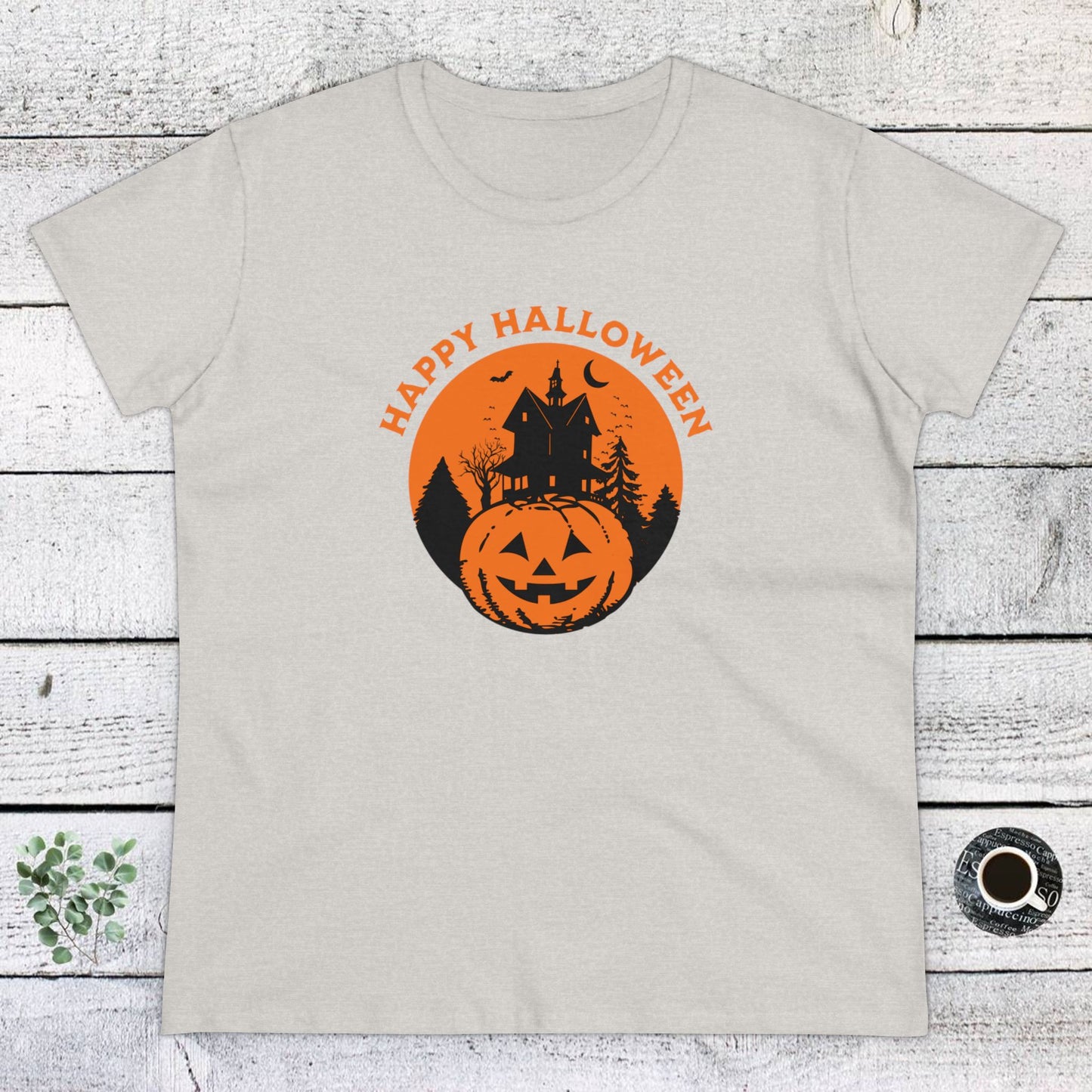 women halloween t-shirt, women tee, halloween gift, jack o'lantern - haunted halloween