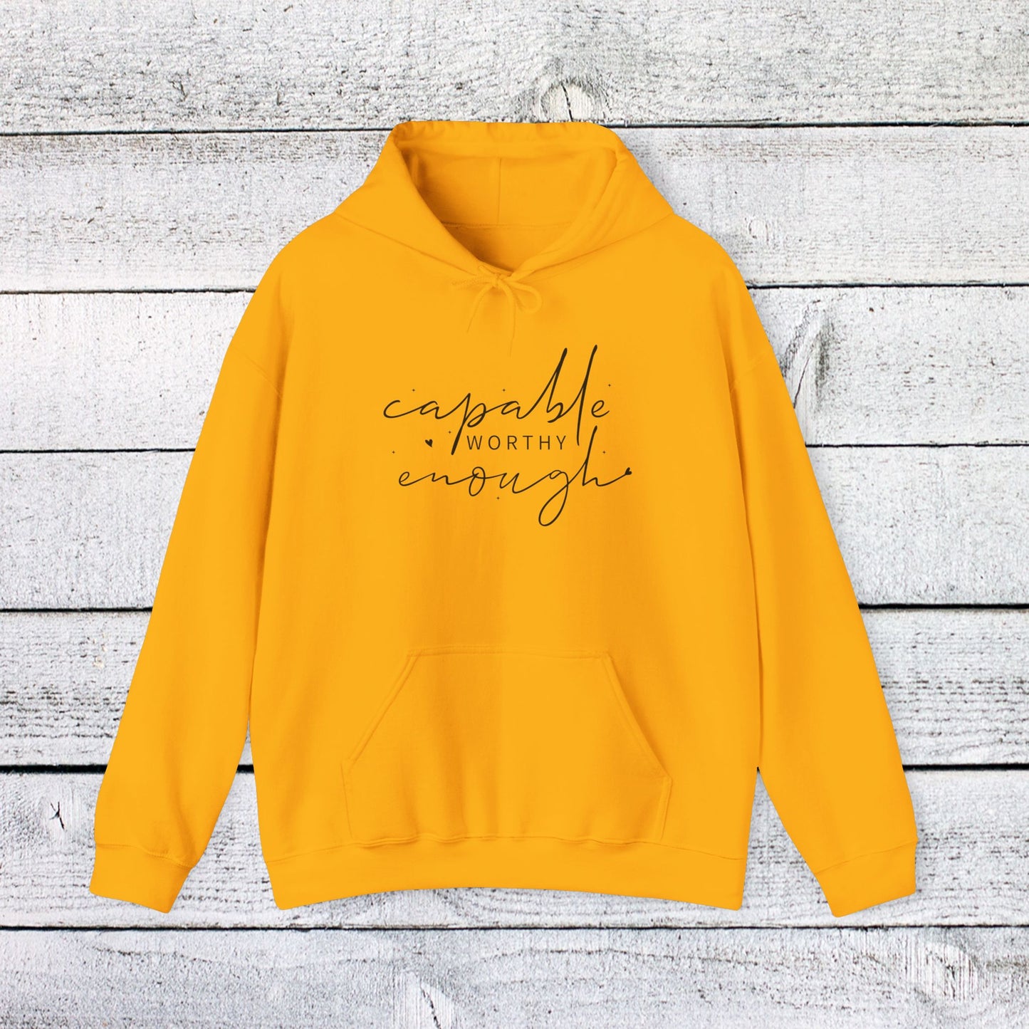 unisex heavy blend™ hooded sweatshirt - capable, worth, enough - empowerment words