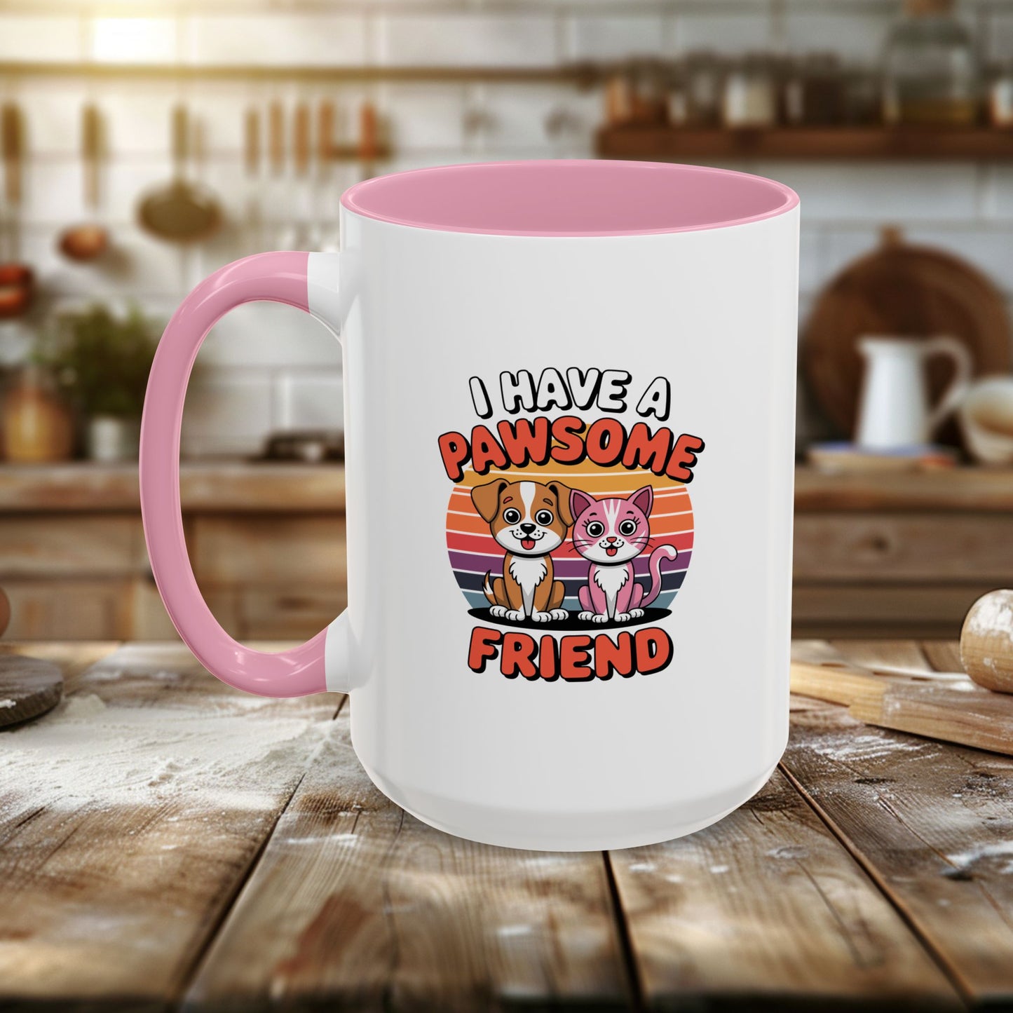 colorful mugs (11oz, 15oz) - i have a pawesome friend | funny dog lover gift | cute pet quote design