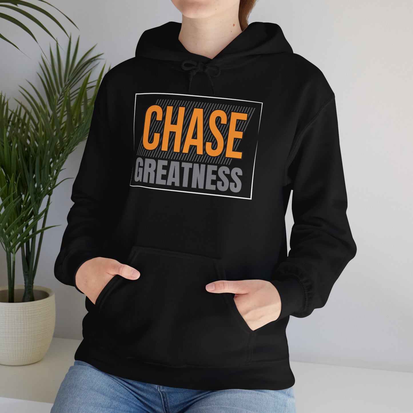 unisex heavy blend™ hooded sweatshirt - chase greatness - bold motivation quote