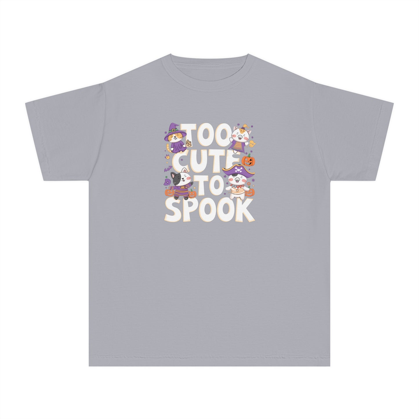youth t-shirt, youth halloween t-shirt, too cute to spook!