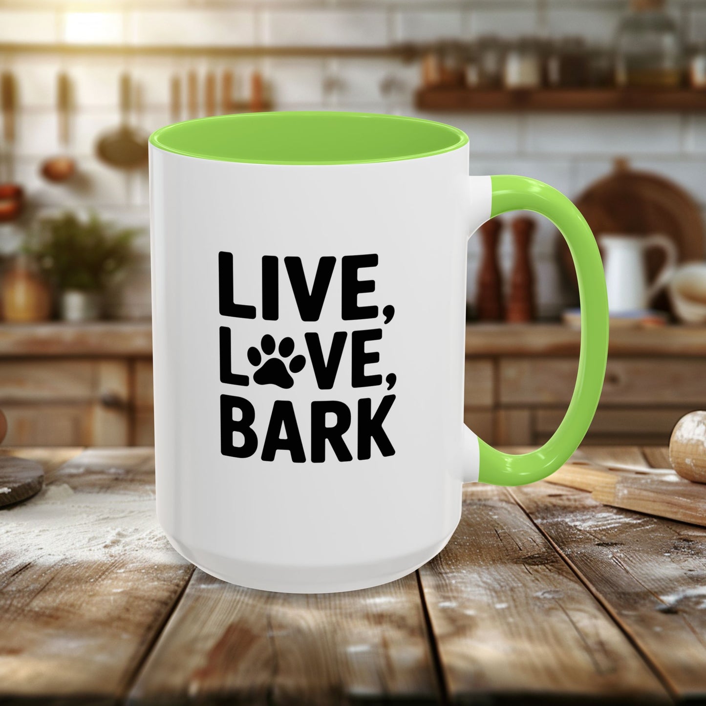 colorful mugs (11oz, 15oz) - live love bark | funny dog lover gift | cute pet quote design