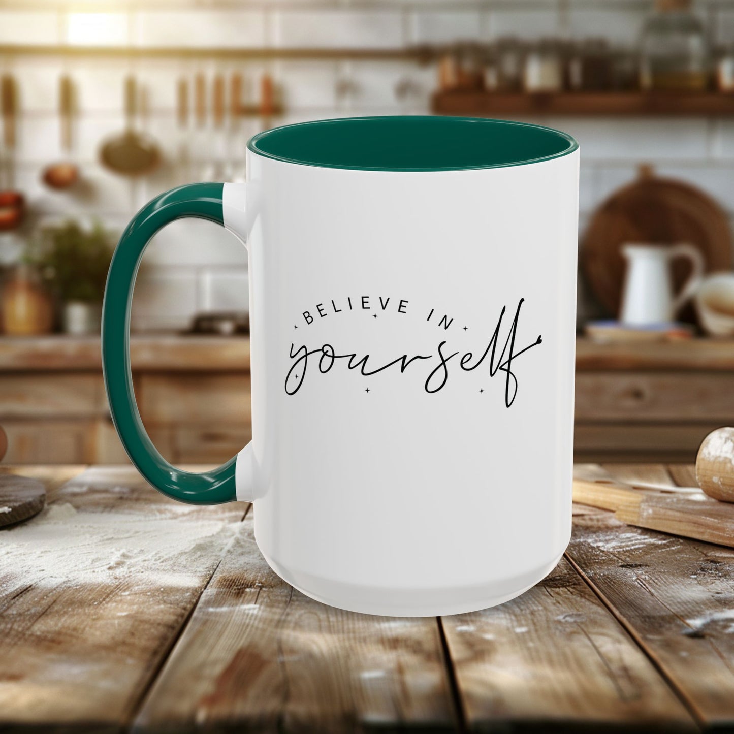 colorful mugs (11oz, 15oz) - believe in yourself - classic self-esteem booster