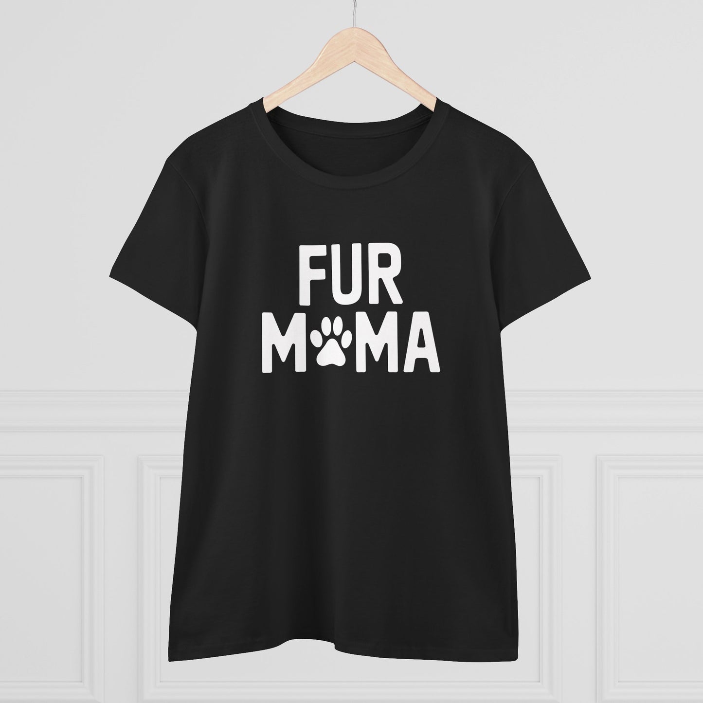women's midweight cotton tee - fur muma | funny dog lover gift | cute pet quote design