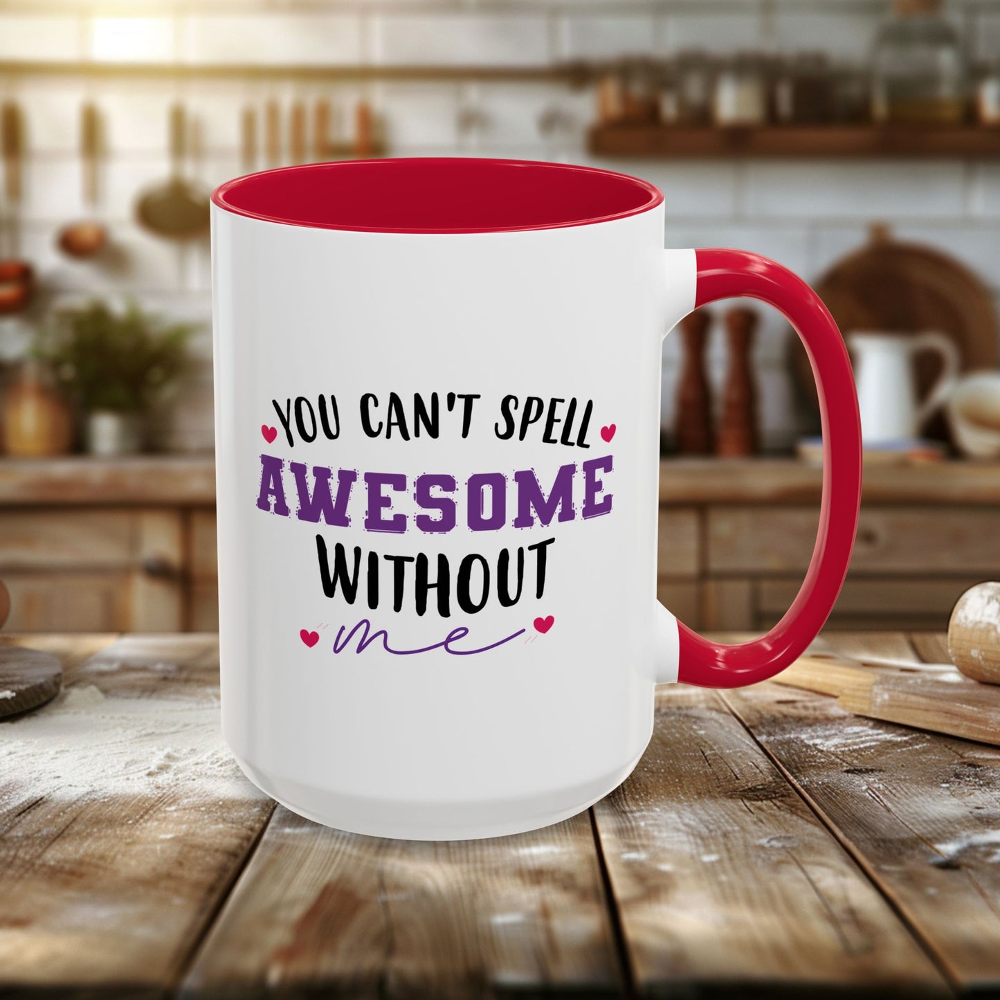 colorful mugs (11oz, 15oz) - you can’t spell awesome without me - funny confidence quote