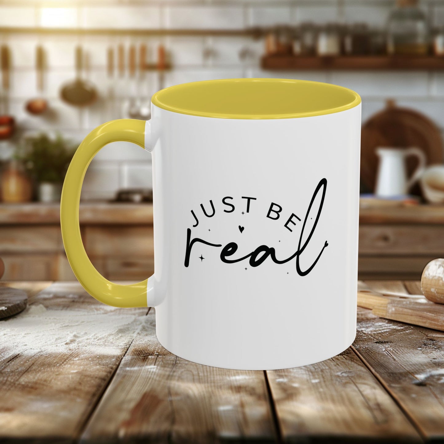 colorful mugs (11oz, 15oz) - just be real - authentic living quote