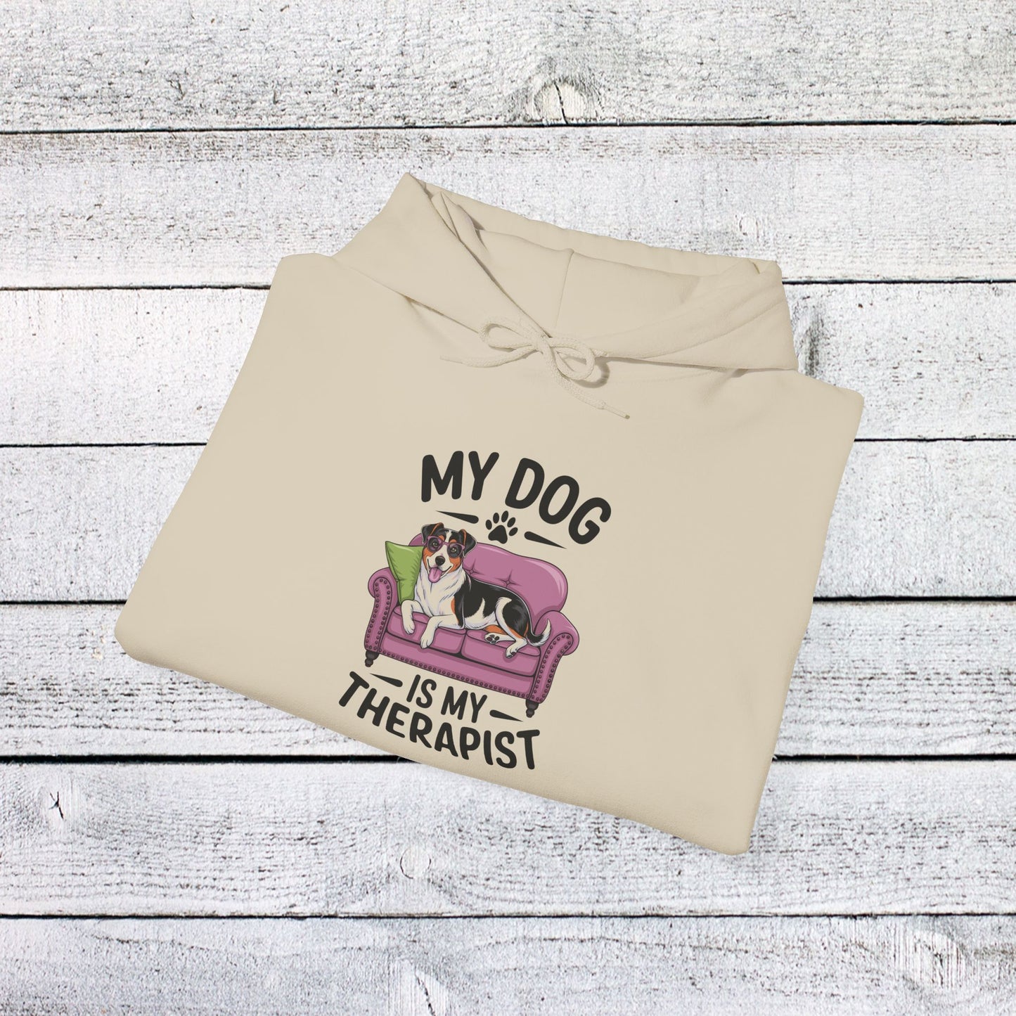 unisex heavy blend™ hooded sweatshirt - my dog is my therapist | funny dog lover gift | cute pet quote design