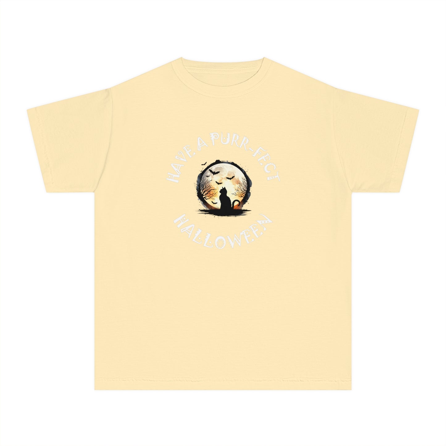 youth t-shirt, girls tee, cat lovers halloween - have a purr_fect halloween