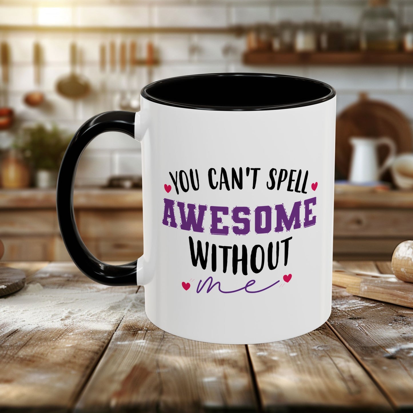 colorful mugs (11oz, 15oz) - you can’t spell awesome without me - funny confidence quote