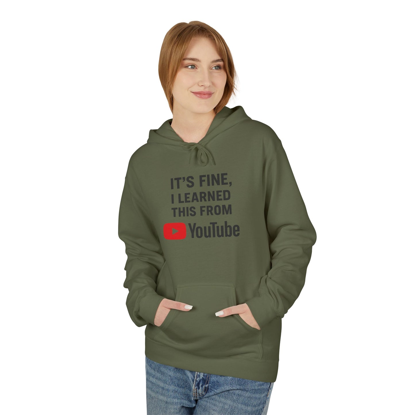 unisex softstyle hoodie - 'i learned this from youtube'
